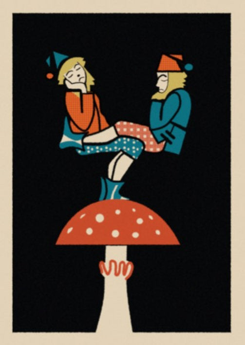Toadstool Framed Matchbox Label Print