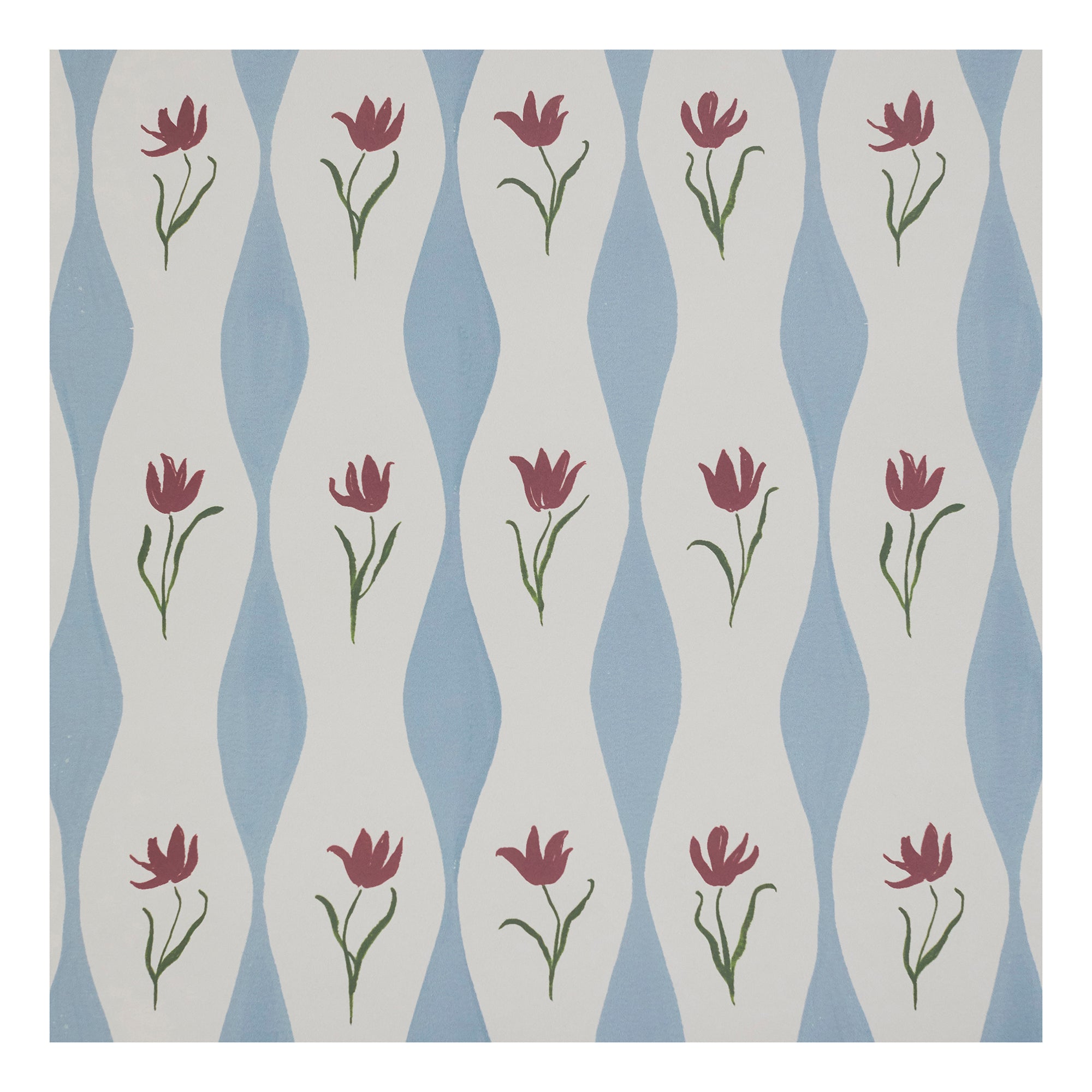 Tulip Wave Linen Fabric | Sky