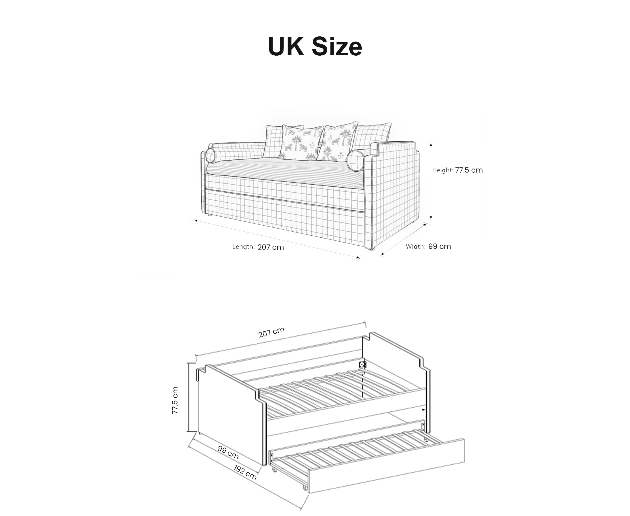 The Posie Upholstered Blue Gingham Childrens Bed