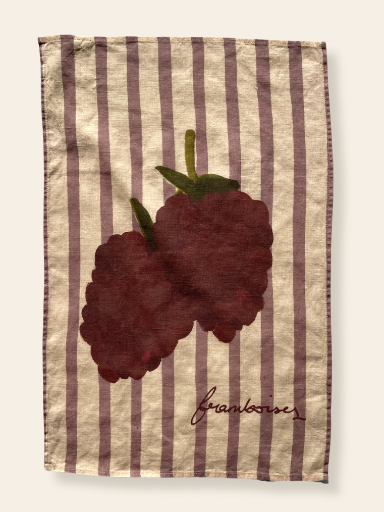 Linen Tea Towel Framboises