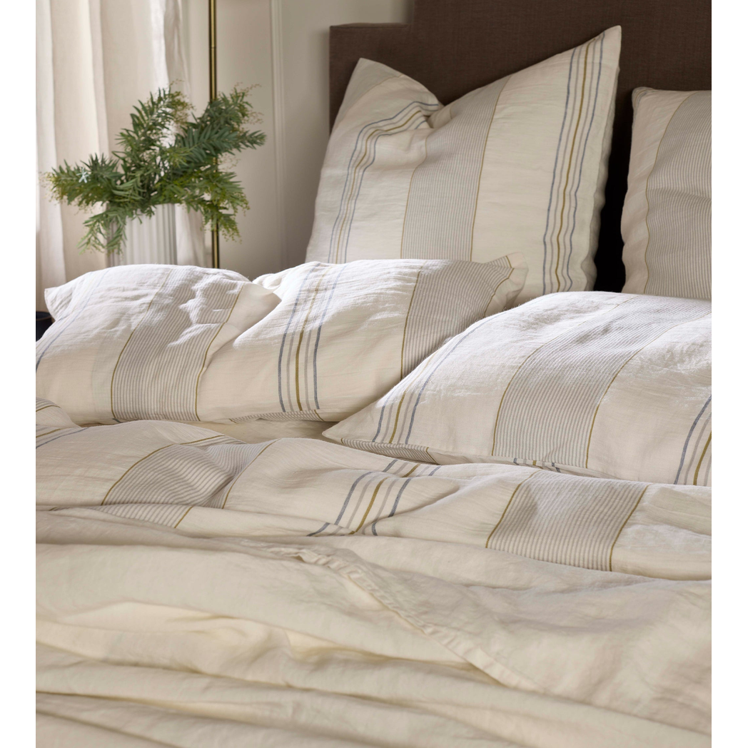 Cream Sophie Stripe 100% Linen Pillowcase
