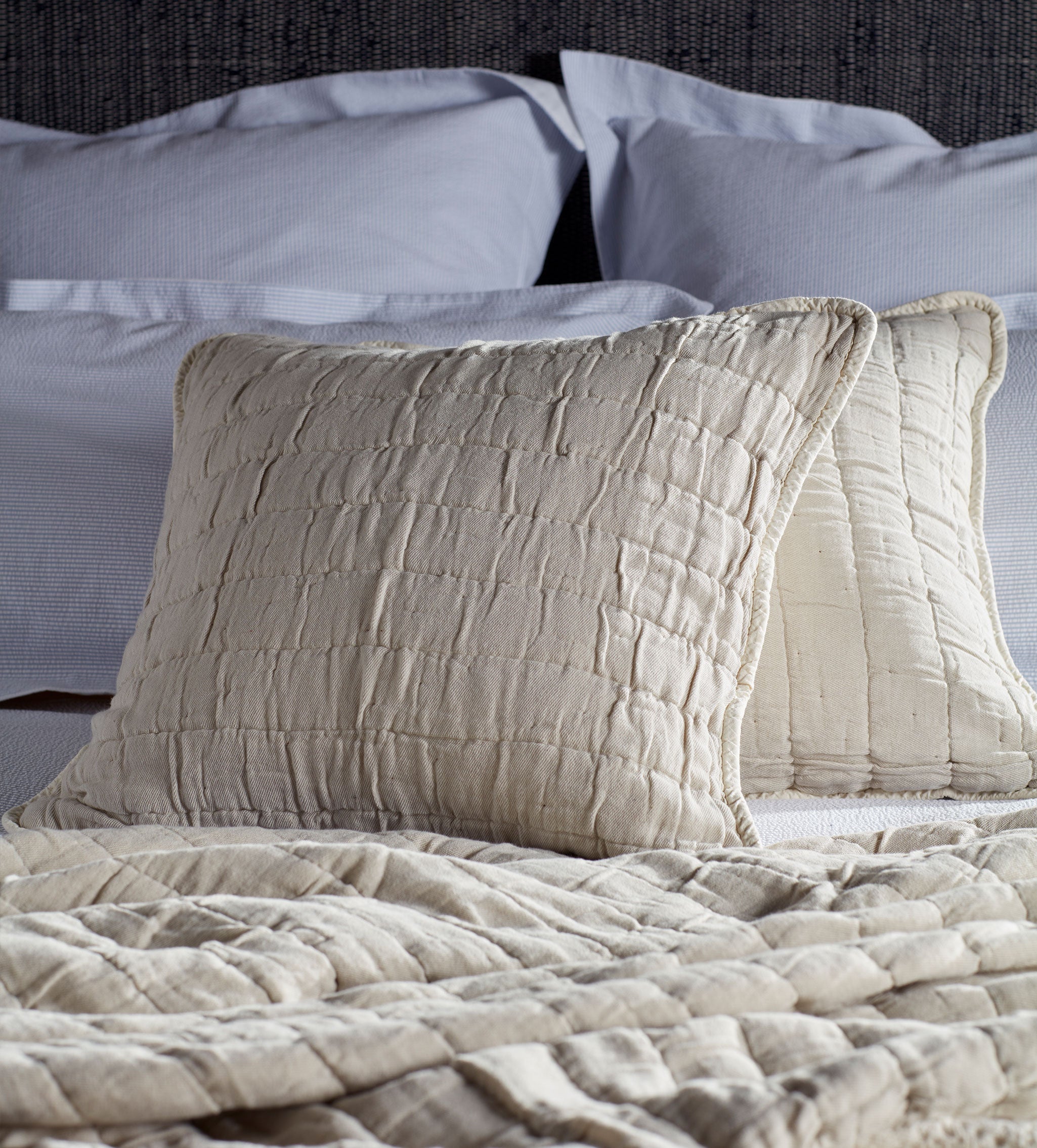 Natural Vivienne 100% Cotton Quilted Cushion Cover
