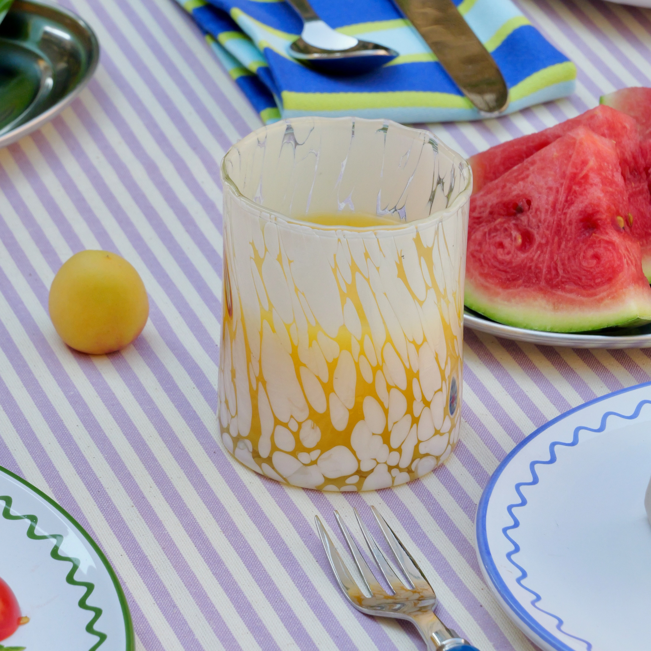 White Handblown Murano Glass Tumbler