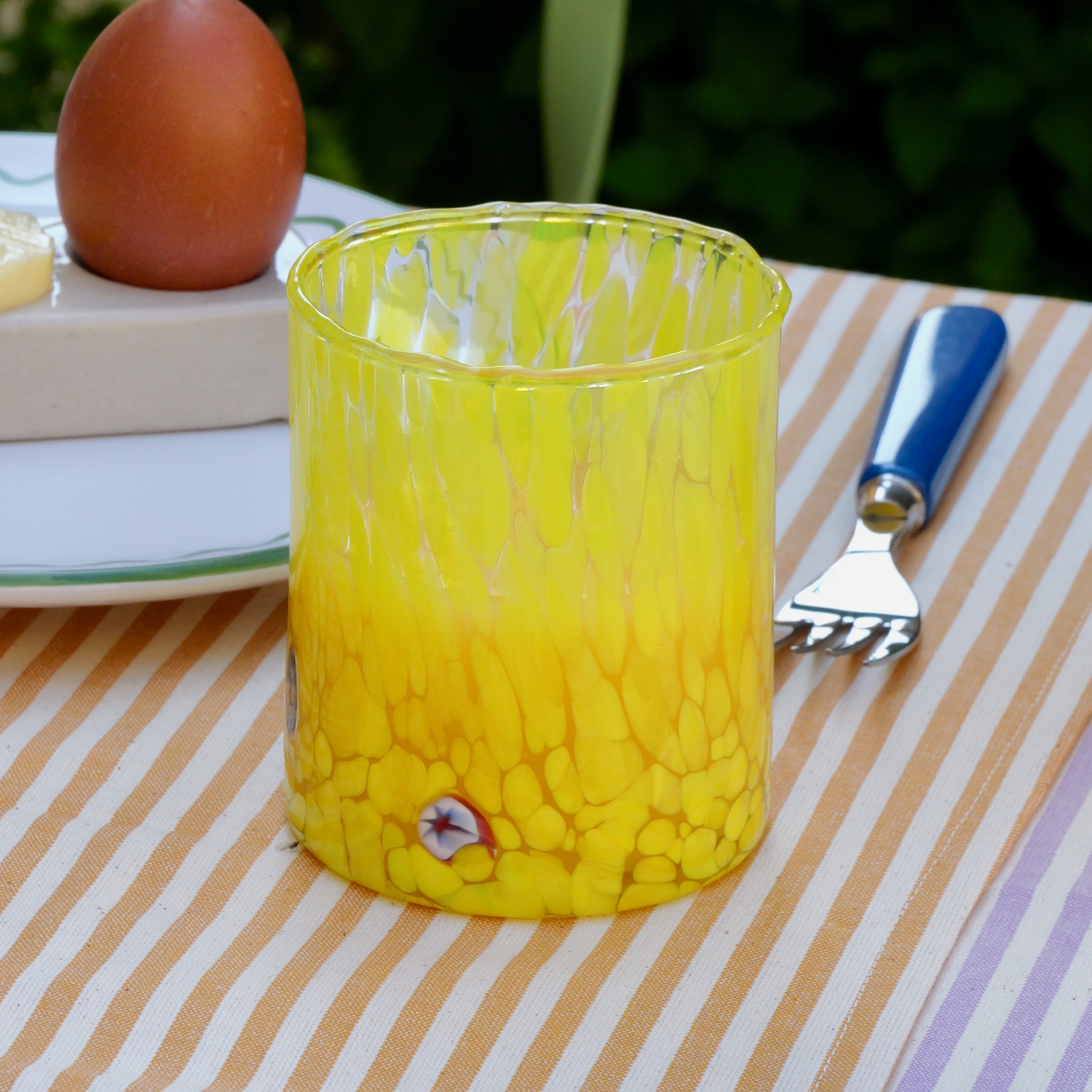 Yellow Handblown Murano Glass Tumbler