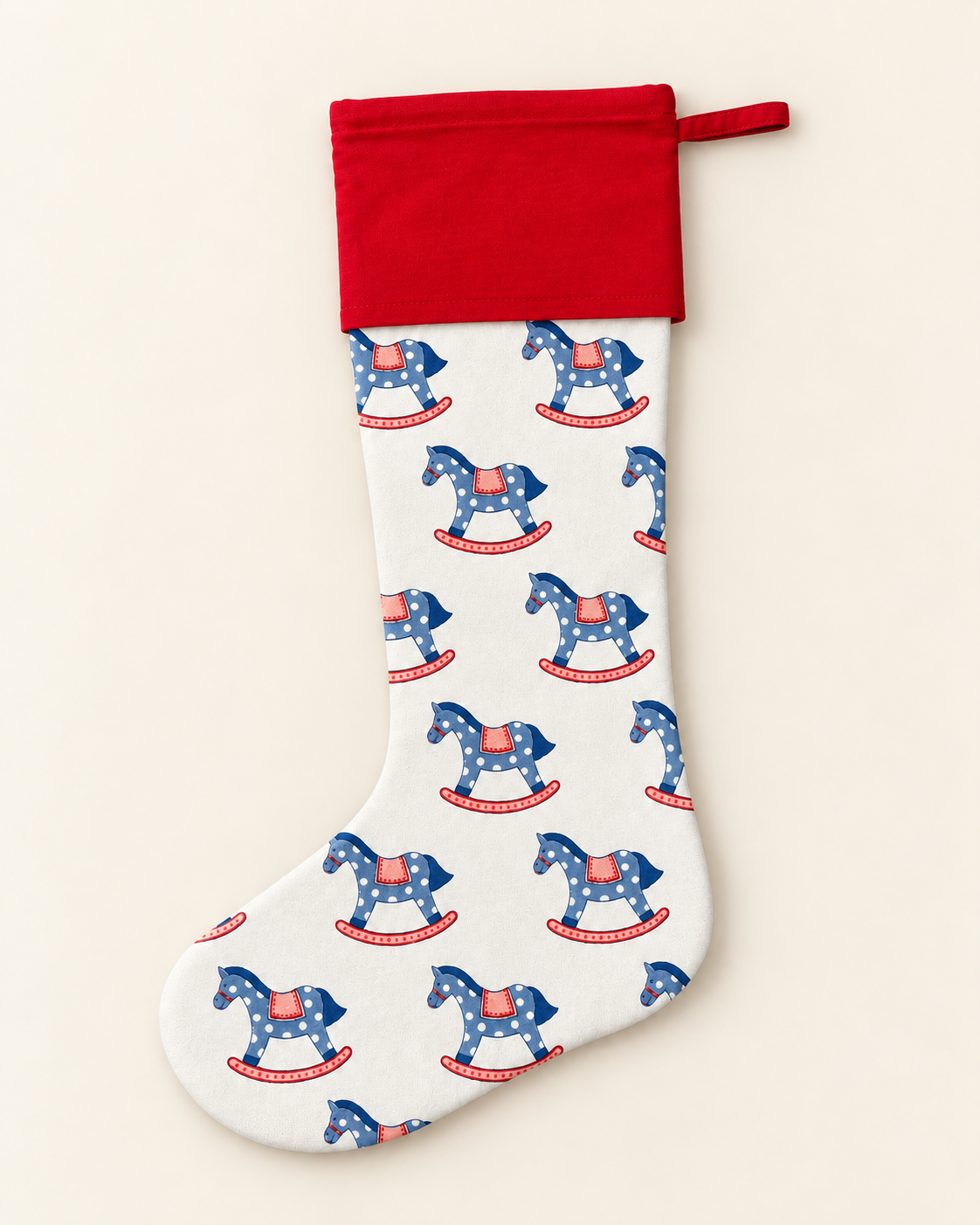 Rocking Horse Christmas Stocking in Blue & Pink