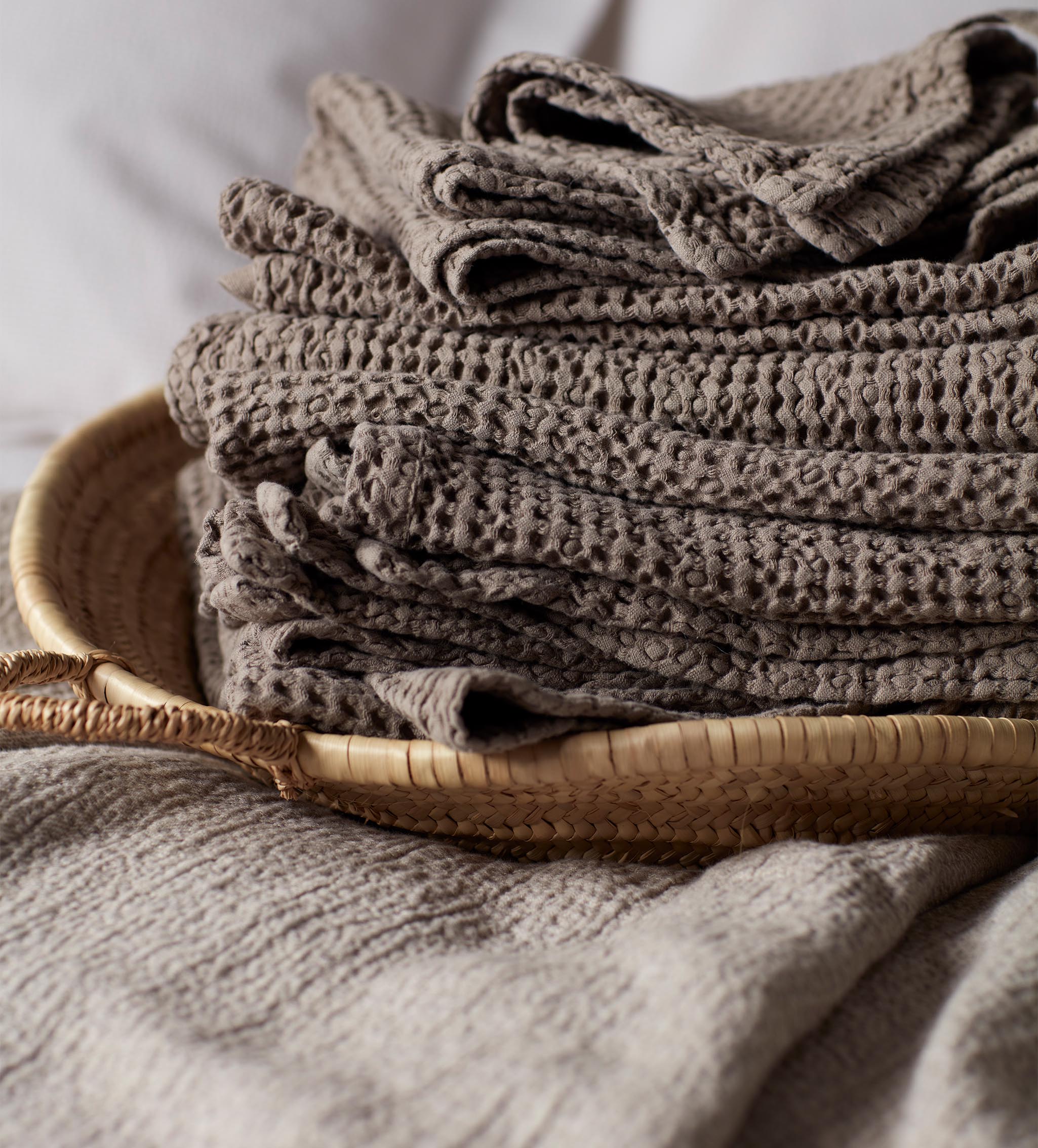Taupe 100% Cotton Waffle Towels