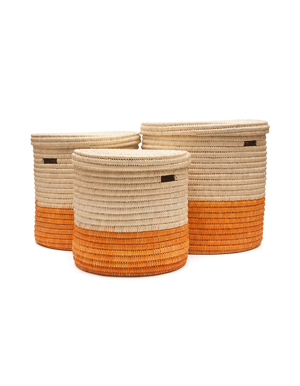 Wapi Orange Colour Block Lidded Laundry Basket
