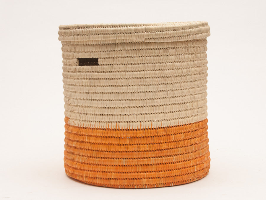 Wapi Orange Colour Block Lidded Laundry Basket