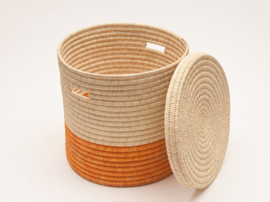 Wapi Orange Colour Block Lidded Laundry Basket