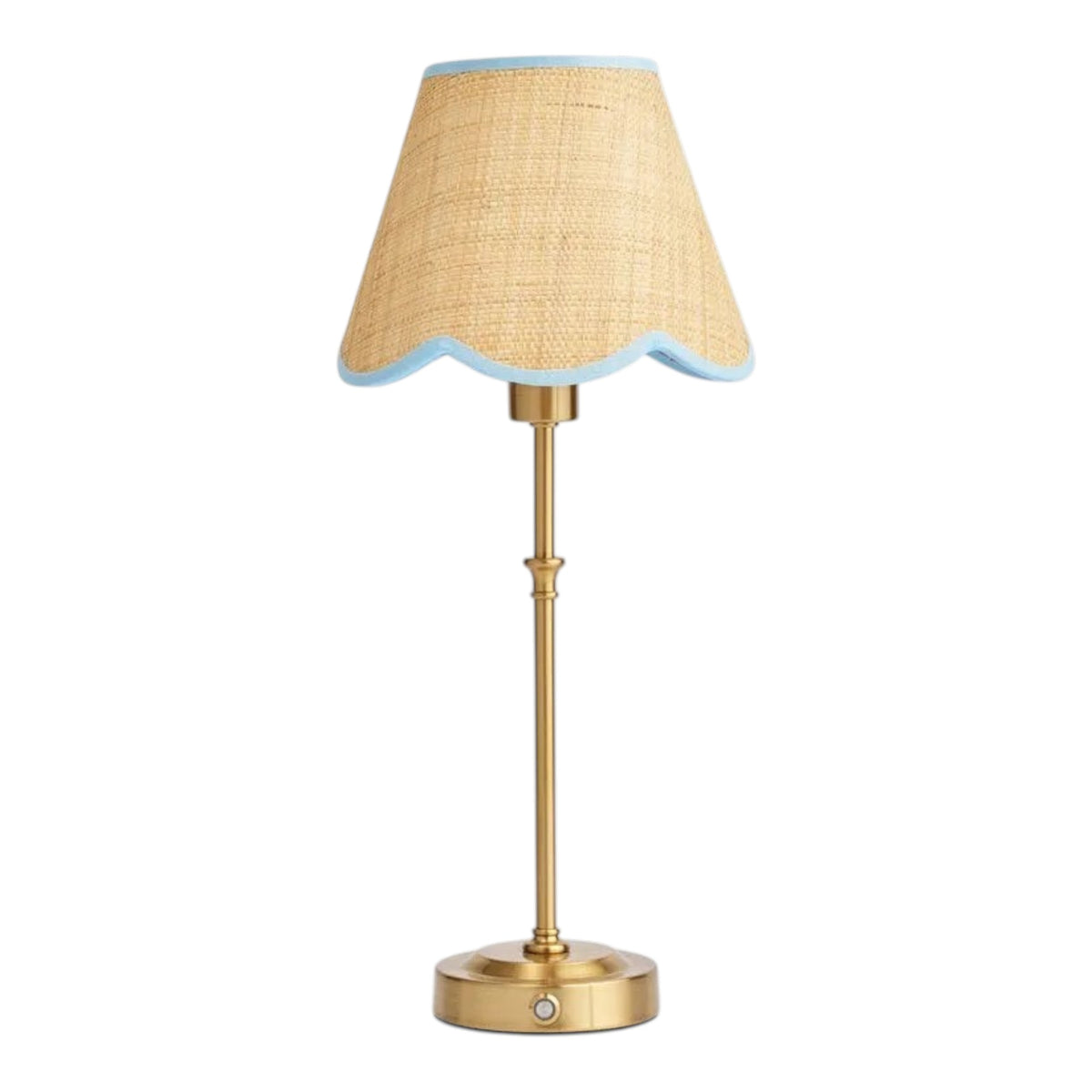 Lyla Rechargeable Table Lamp with Blue Raffia Lampshade