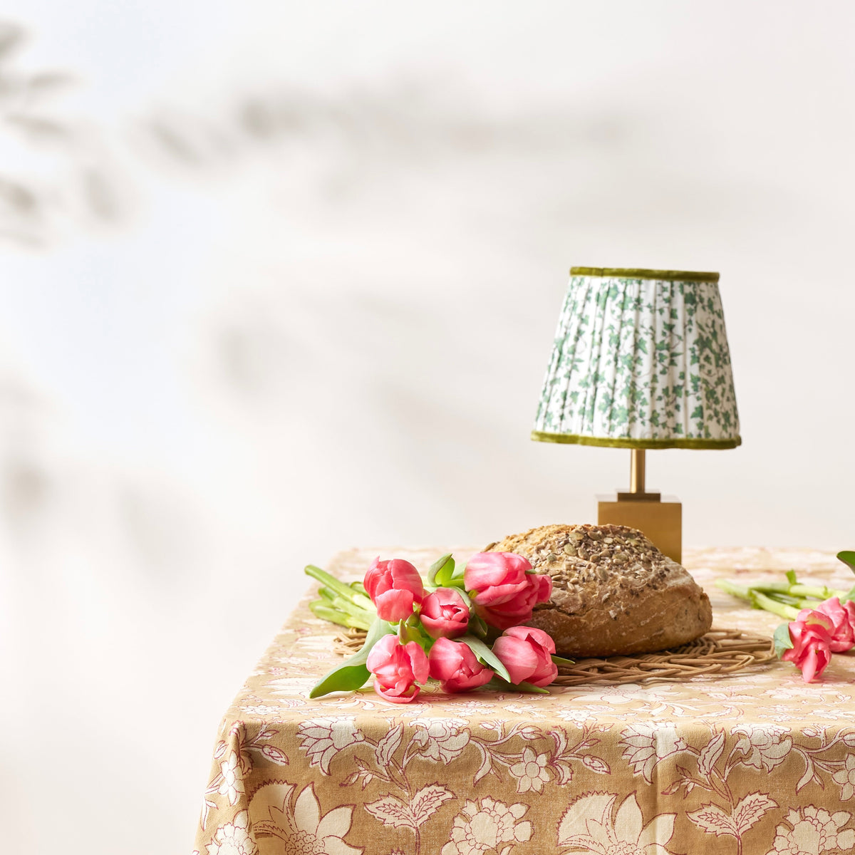 Stephanie Table Lamp with Green Ivy Lampshade