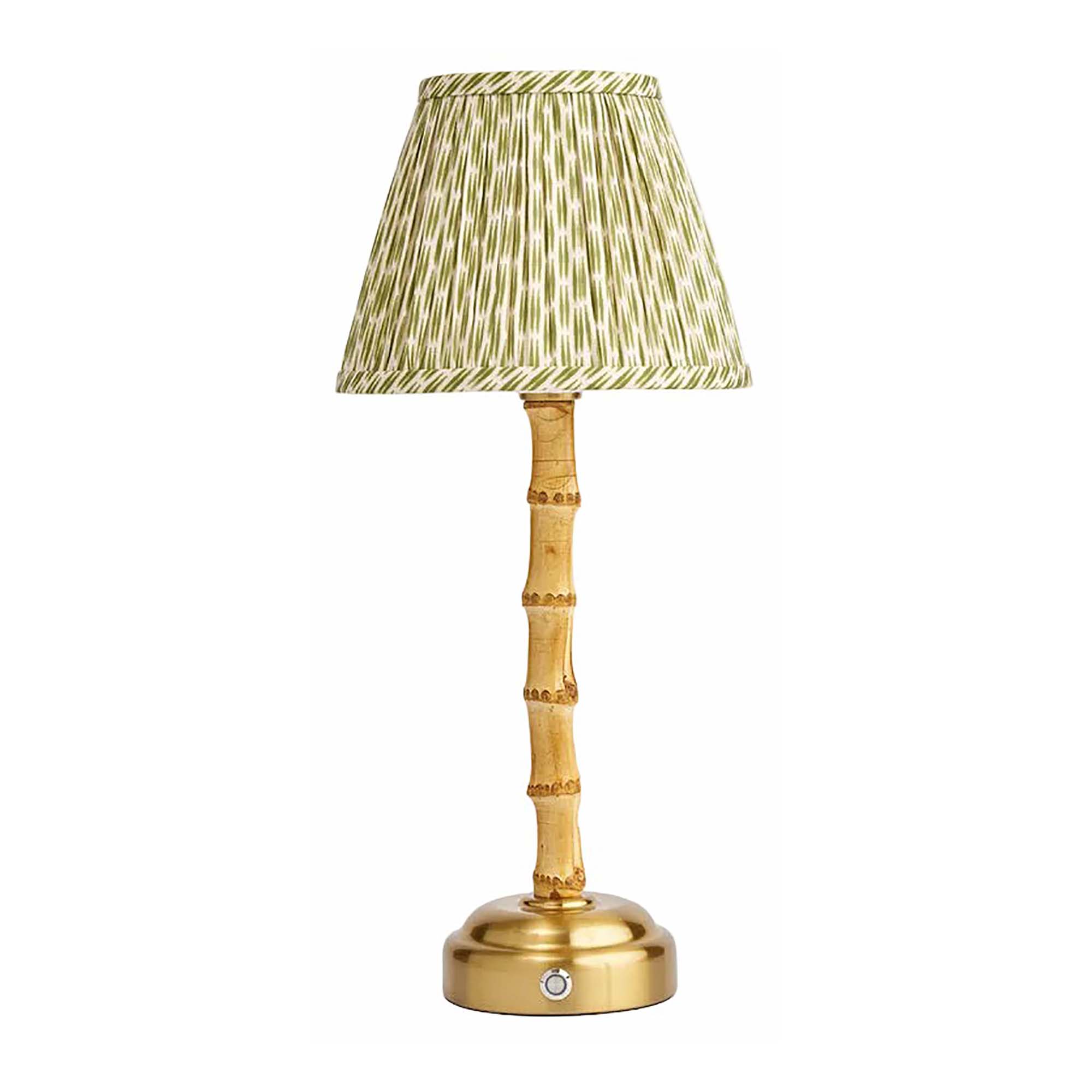Bamboo Table Lamp with Green Patola Lampshade