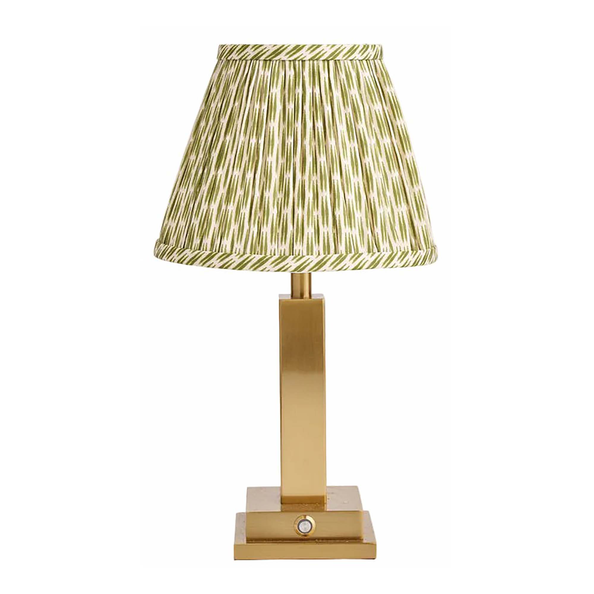 Allegra Rechargeable Table Lamp with Green Patola Lampshade
