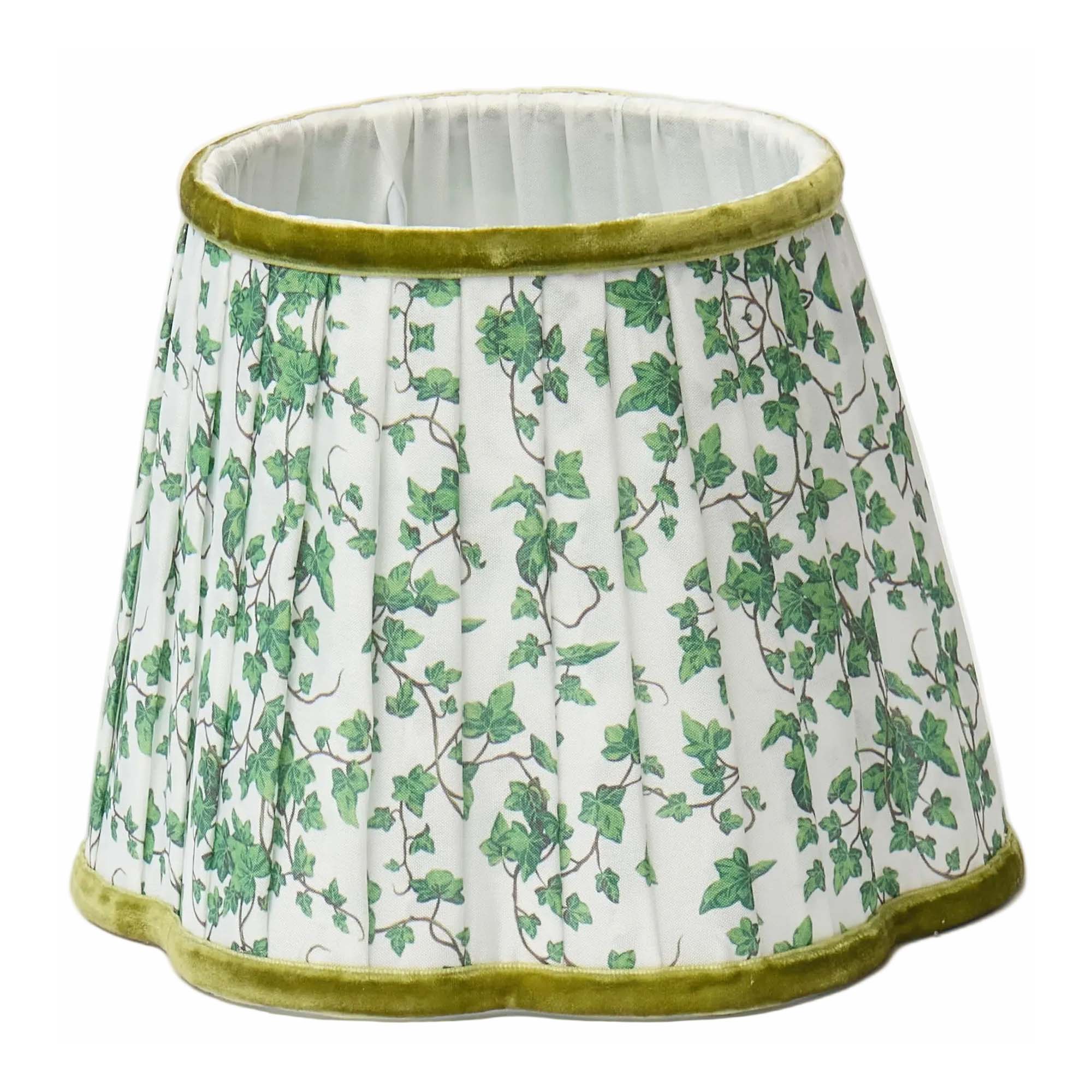 Ivy Green Lampshade with Velvet Trim