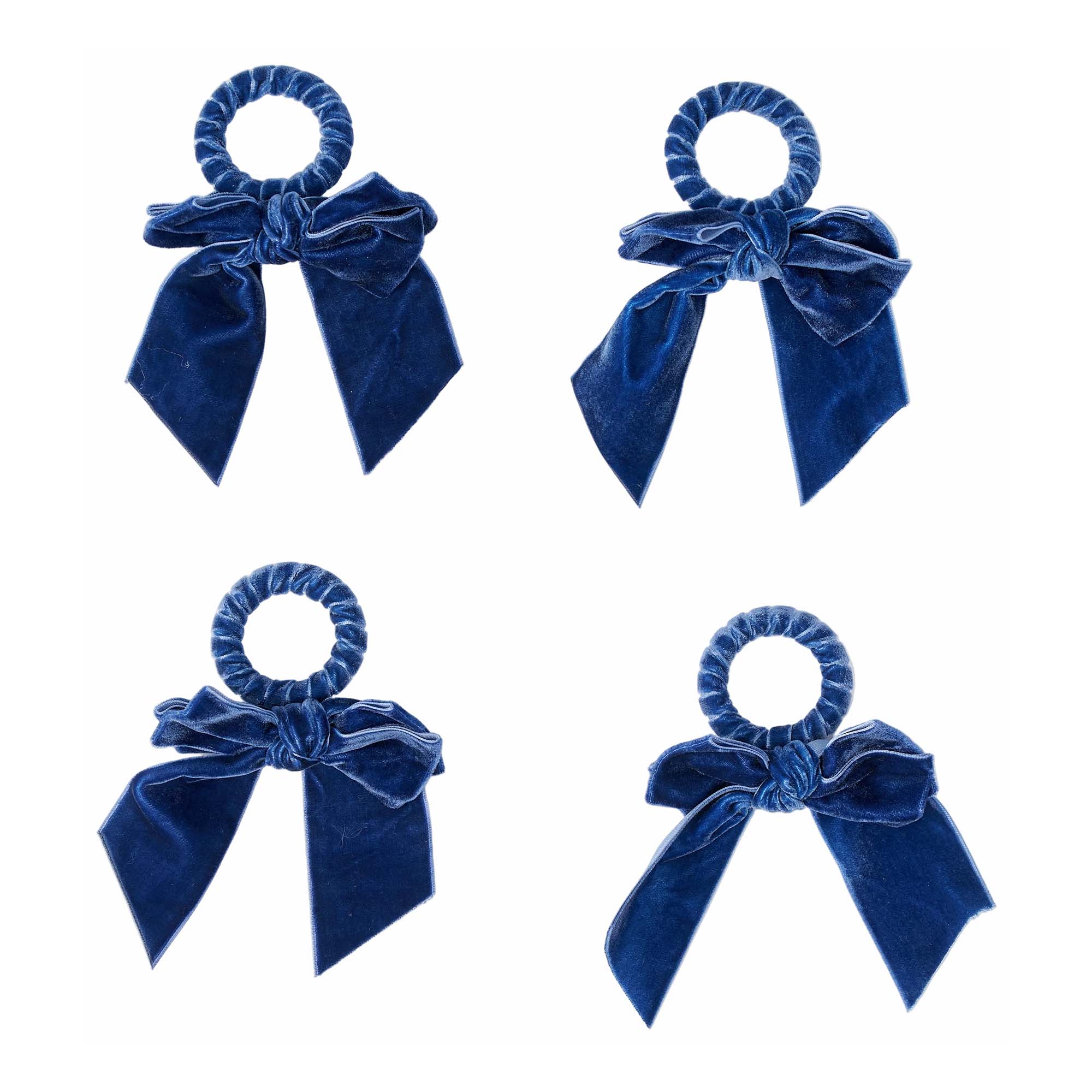 Denim Blue Velvet Napkin Bow (Set of 4)