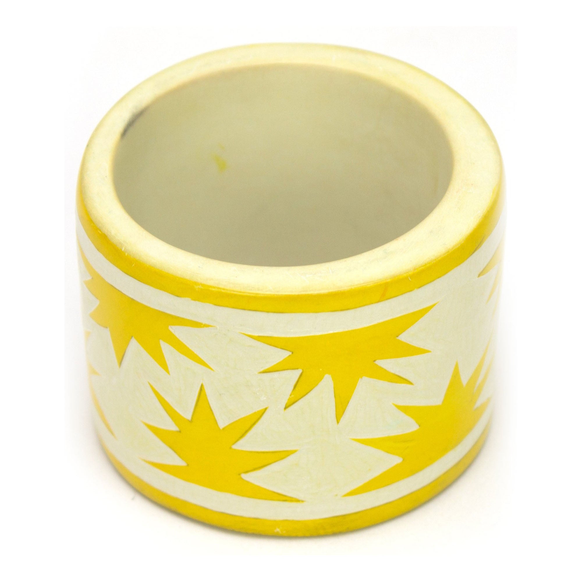 Hand Carved Soapstone Napkin Ring 'Yellow Sun'