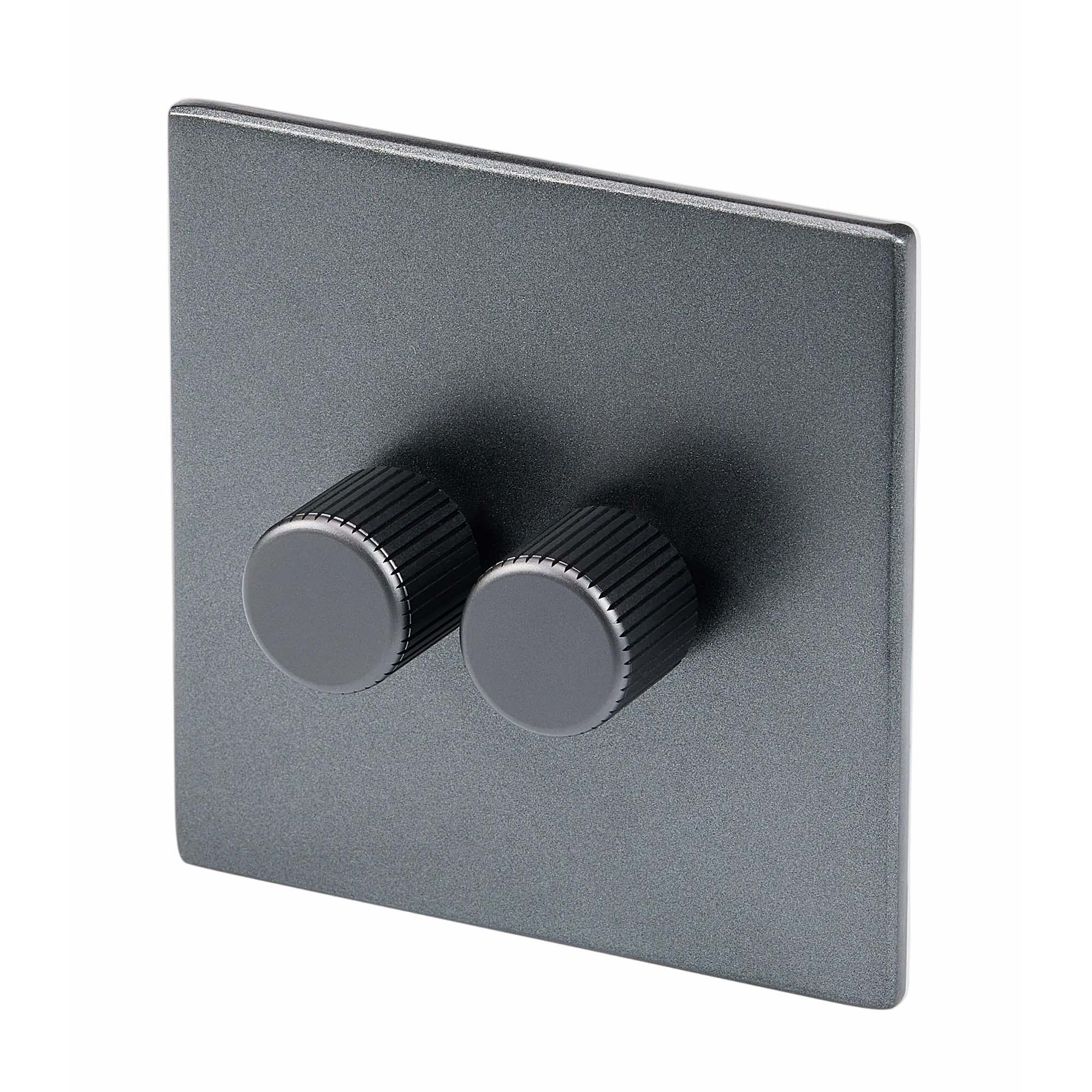 Double Rotary Wall Dimmer in Graphite