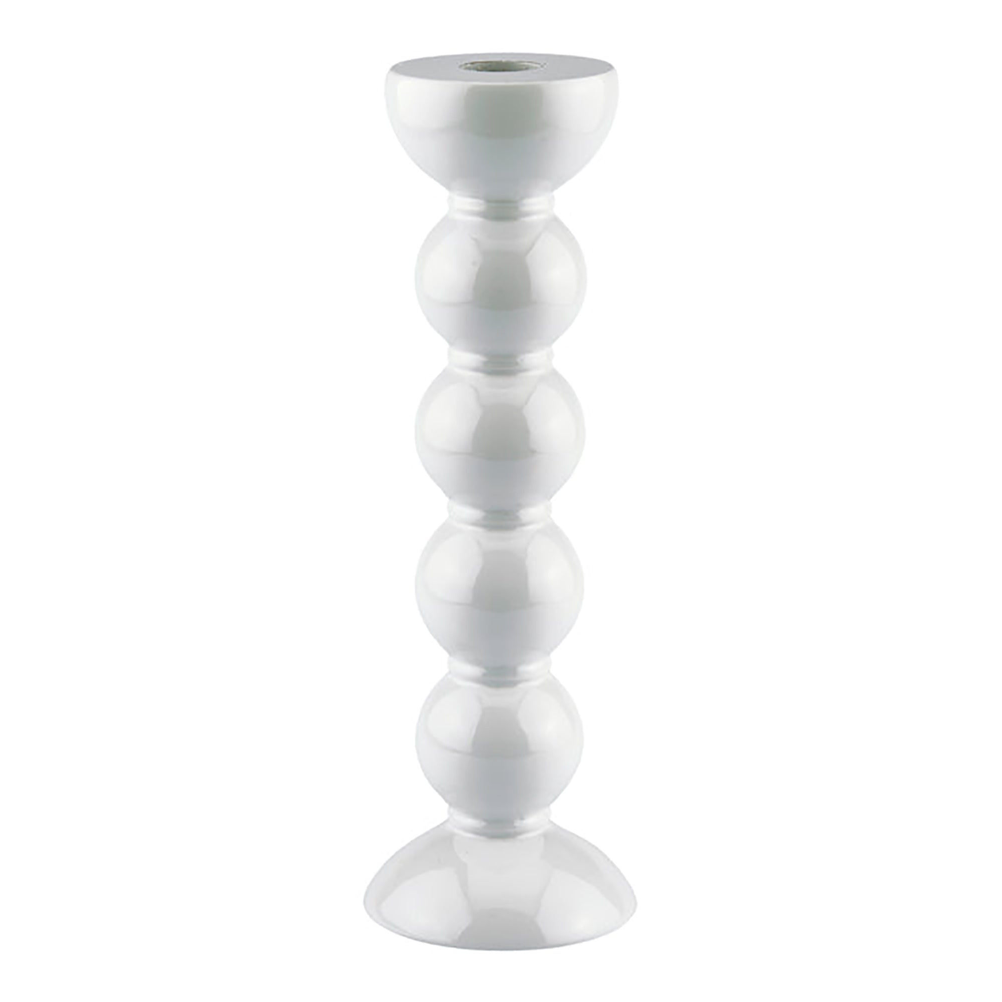 Tall White Bobbin Candlestick - 24cm