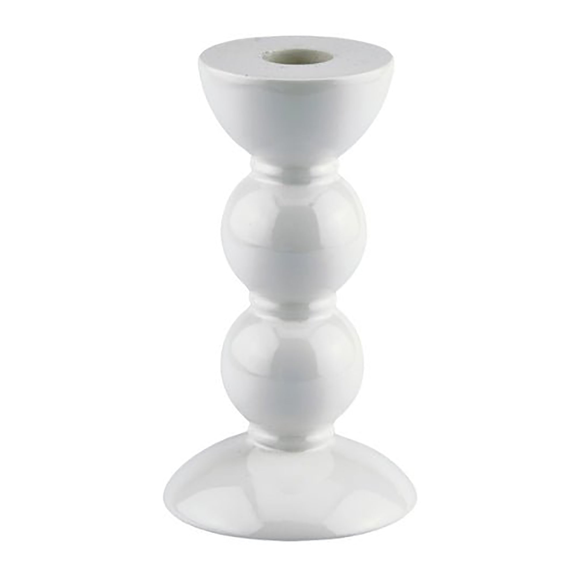 Medium White Bobbin Candlestick - 14cm