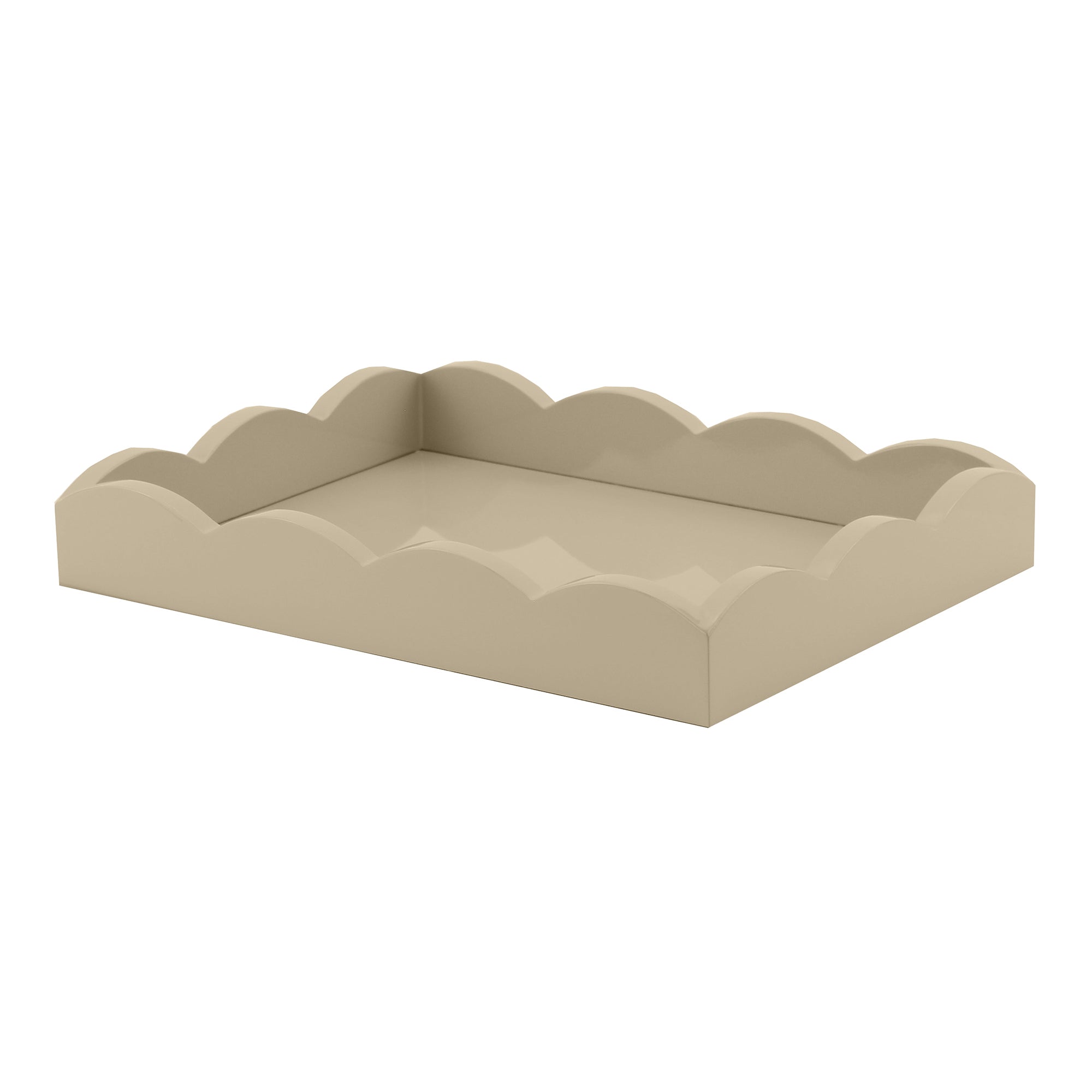 Chiffon Grey Small Lacquered Scalloped Tray