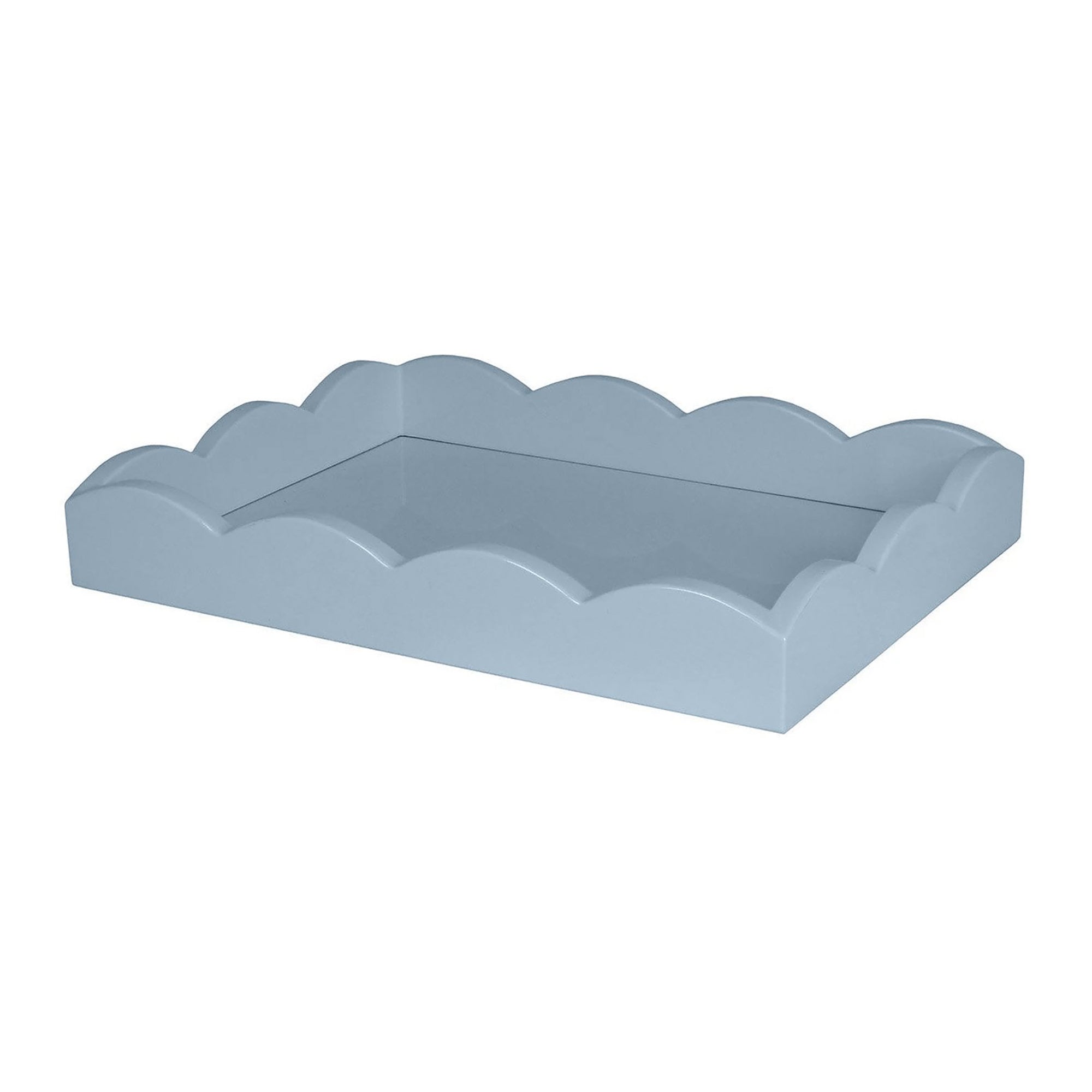 Pale Denim Small Lacquered Scalloped Tray
