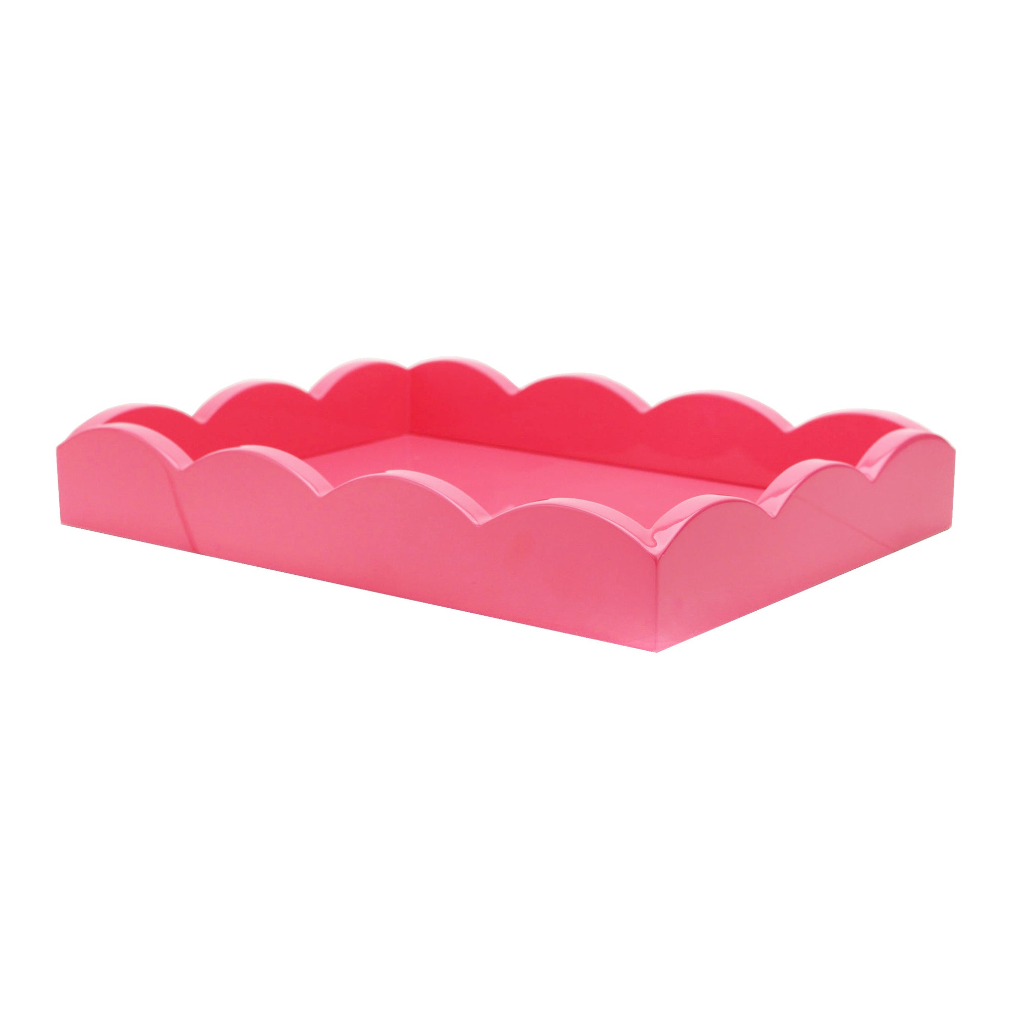 Watermelon Pink Small Lacquered Scalloped Tray