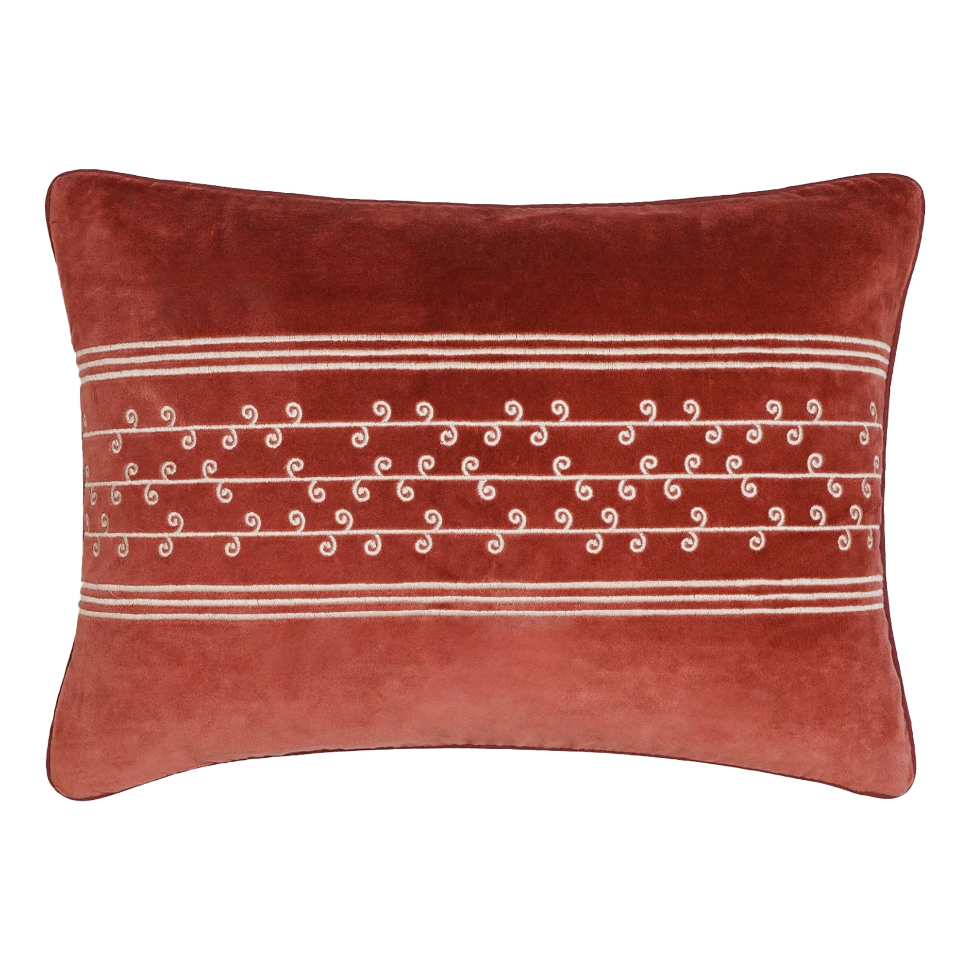 San Juan Embroidered Velvet Cushion - Red