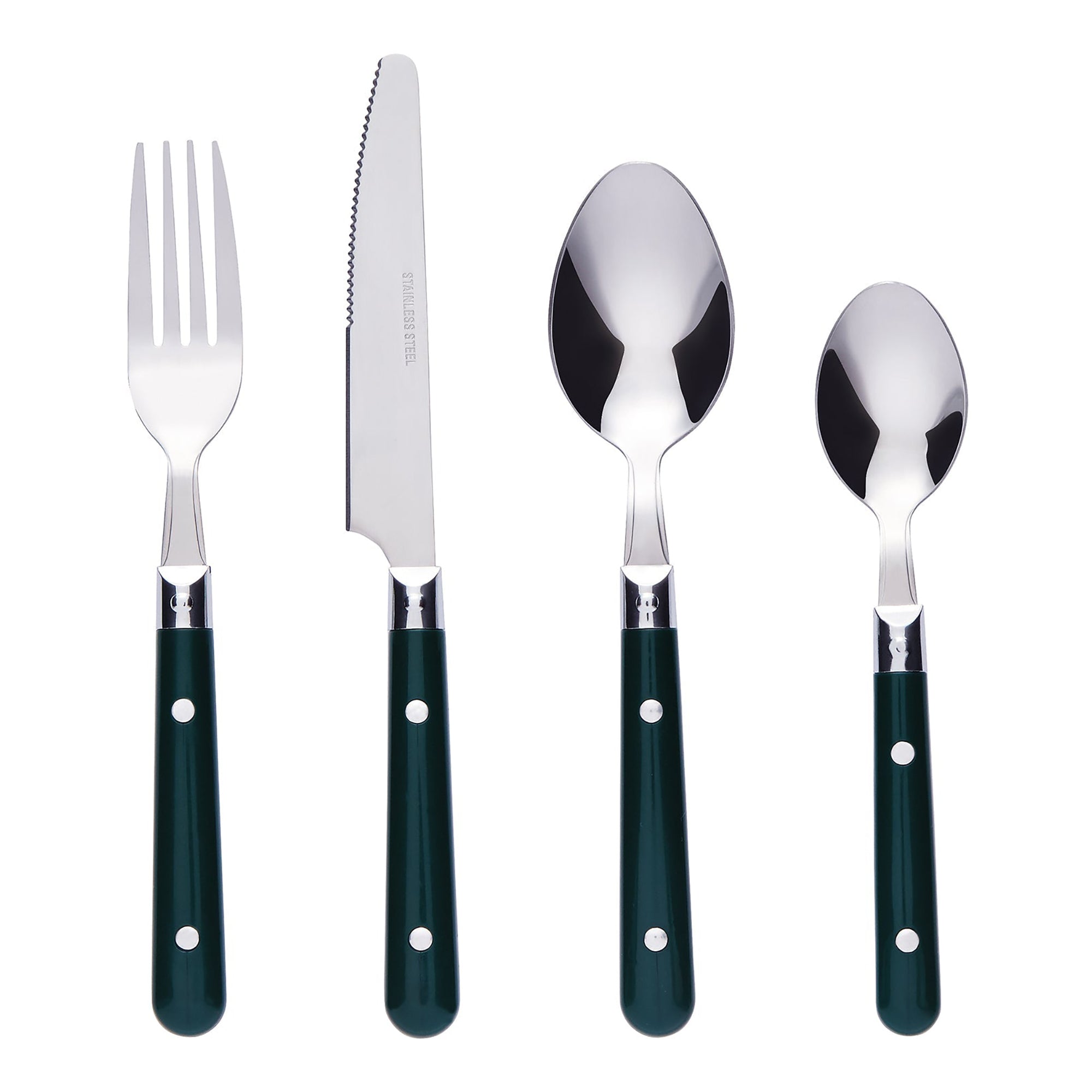 Bon Brasserie 16-Piece Stainless Steel Cutlery Set - Green