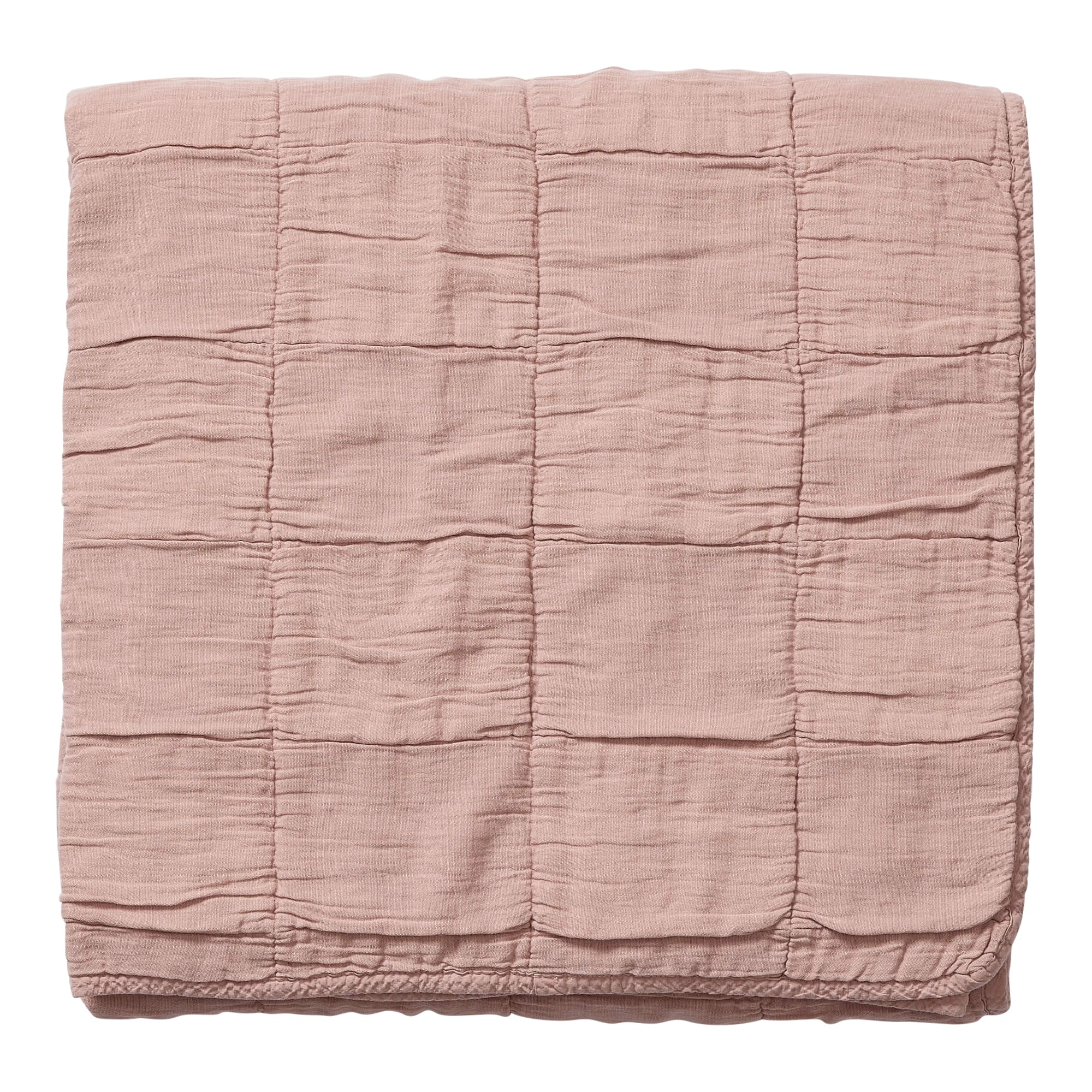 Square Quilted Gauze Blanket - Rose