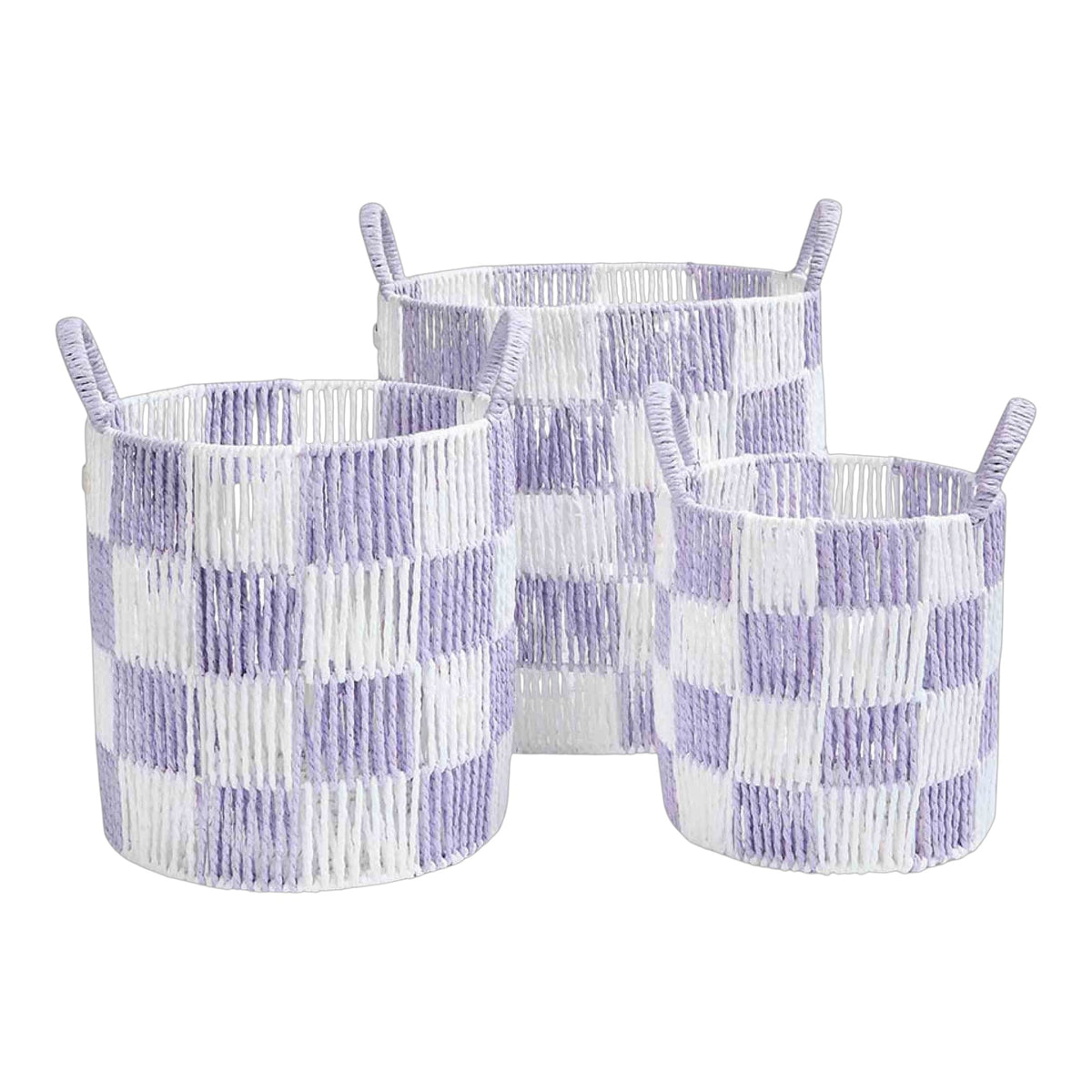 Checkerboard Storage Basket Set of 3 - Lilac