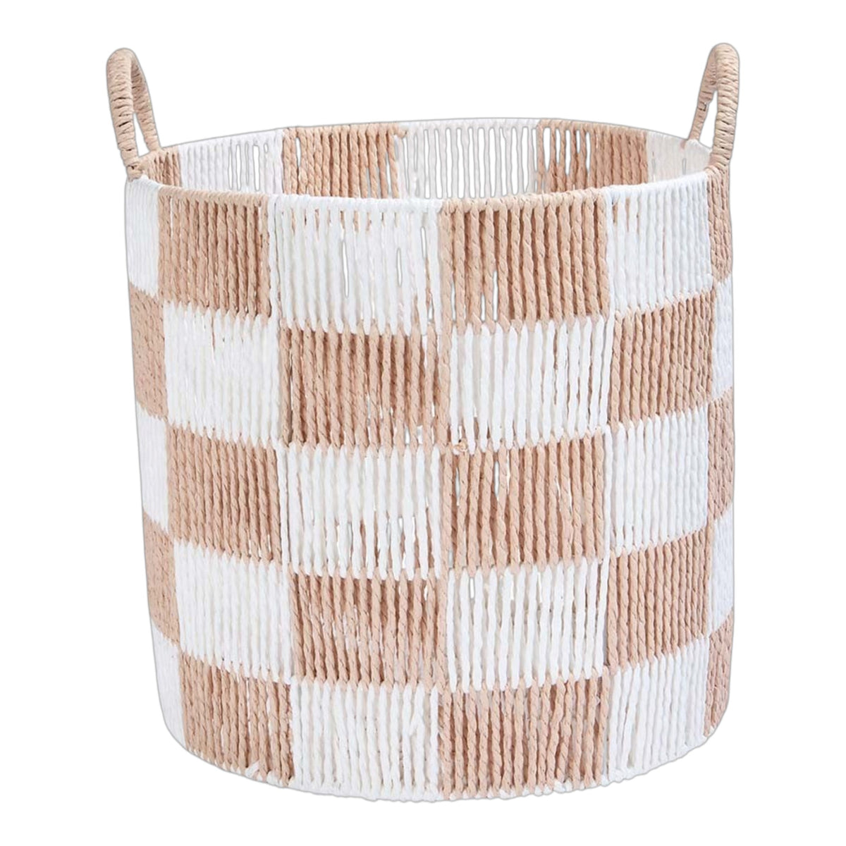 Checkerboard Storage Basket Large - Nude