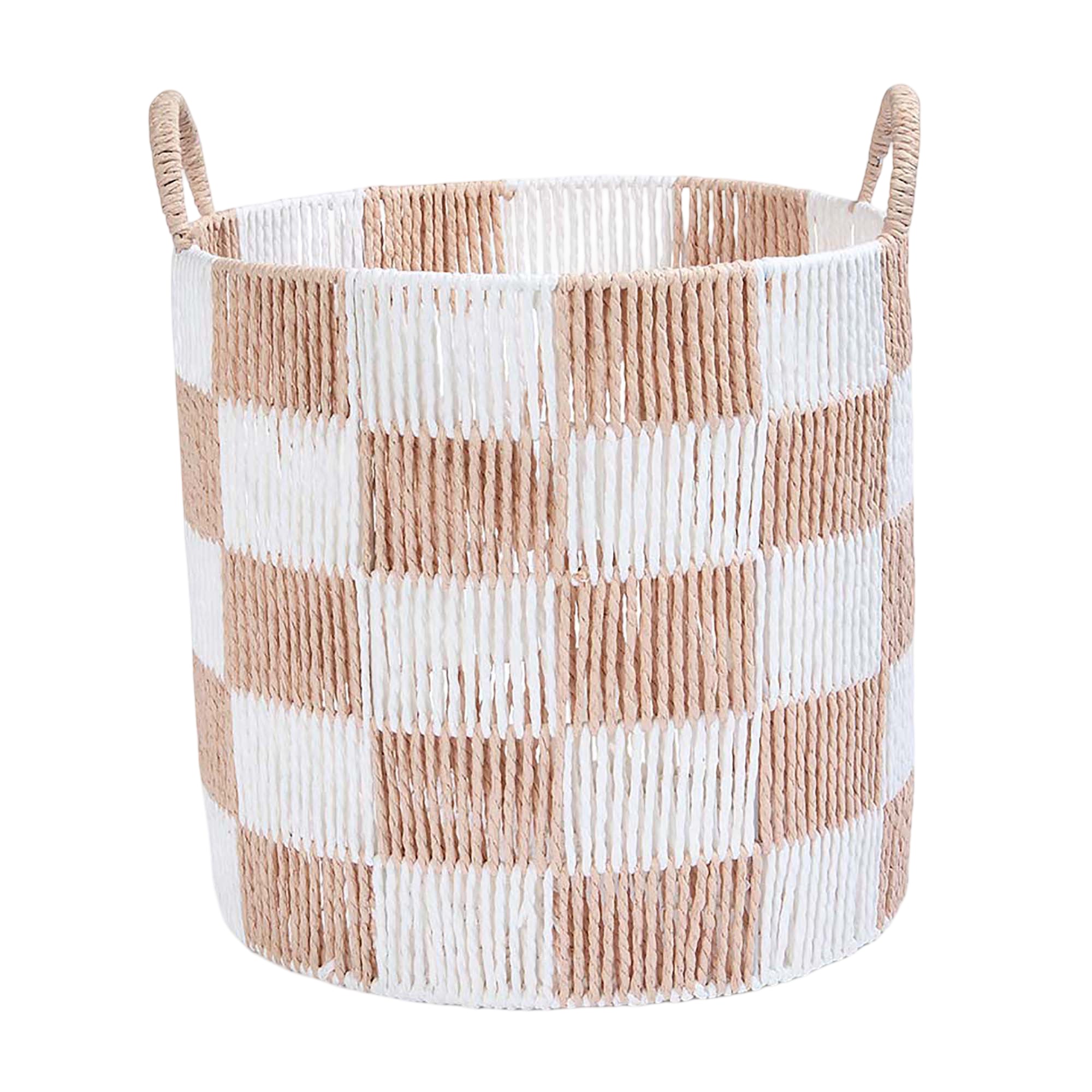 Checkerboard Storage Basket Large - Nude