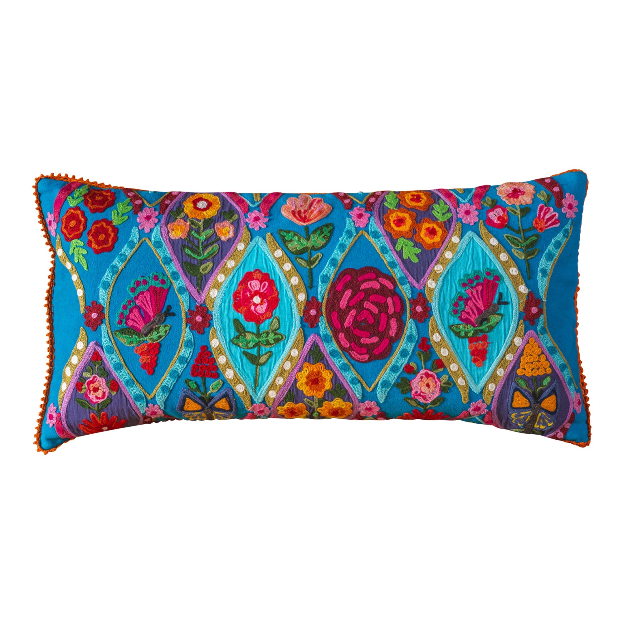 Floral Embroidered Cushion Cover