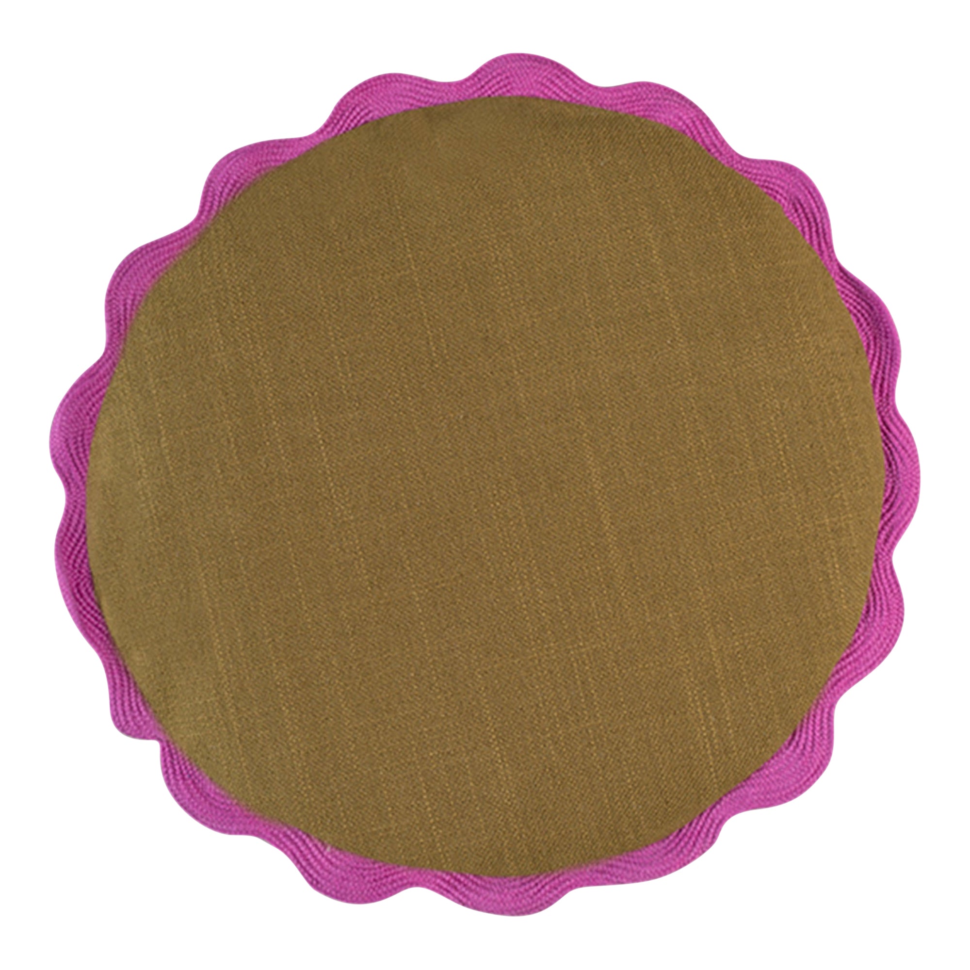Olive Round Block Colour Cotton Cushion Cover