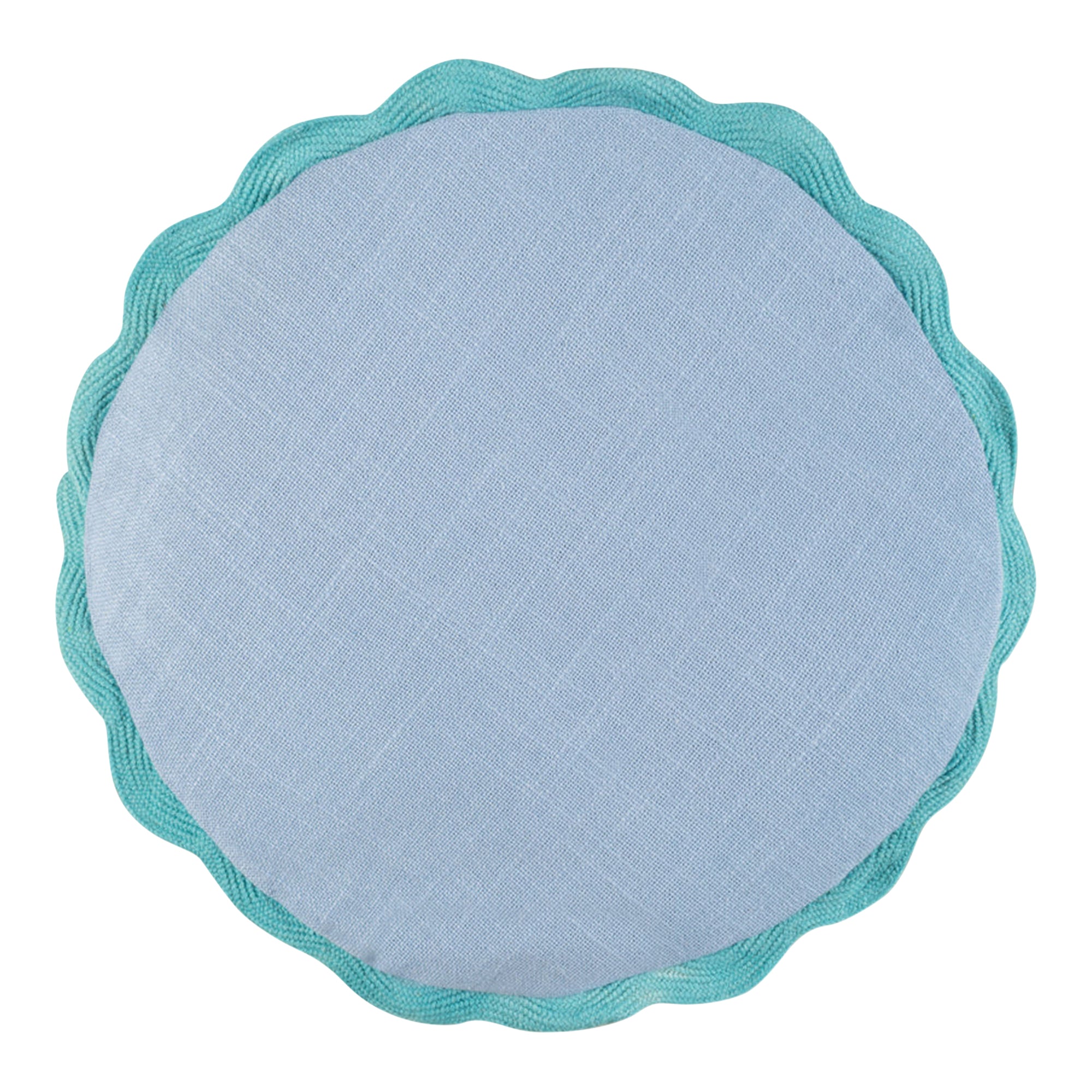 Baby Blue Round Block Colour Cotton Cushion Cover