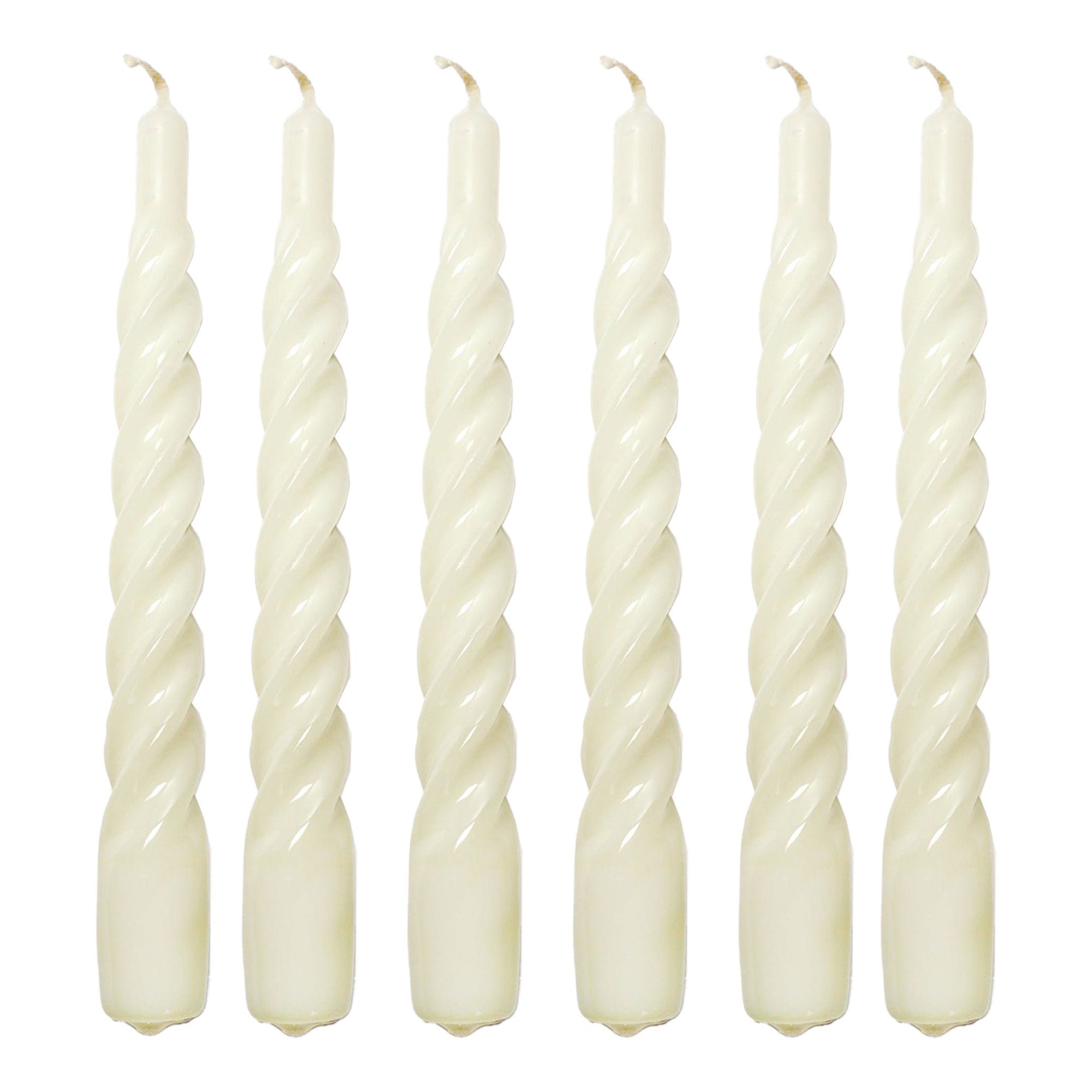 White Twisted Gloss Candles - Set of 6