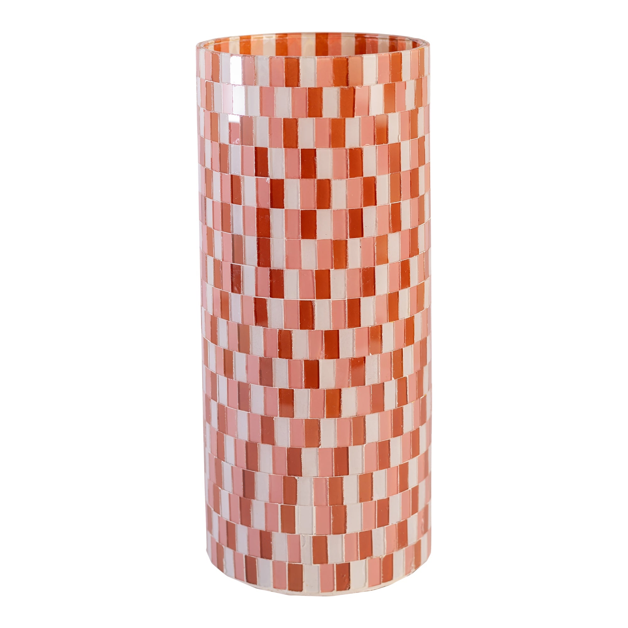 Red & Pink Mosaic Glass Vase