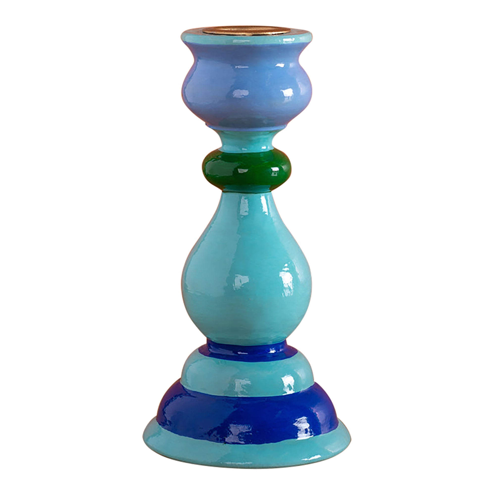 Bright Tones Hand Painted Wooden Candle Holder