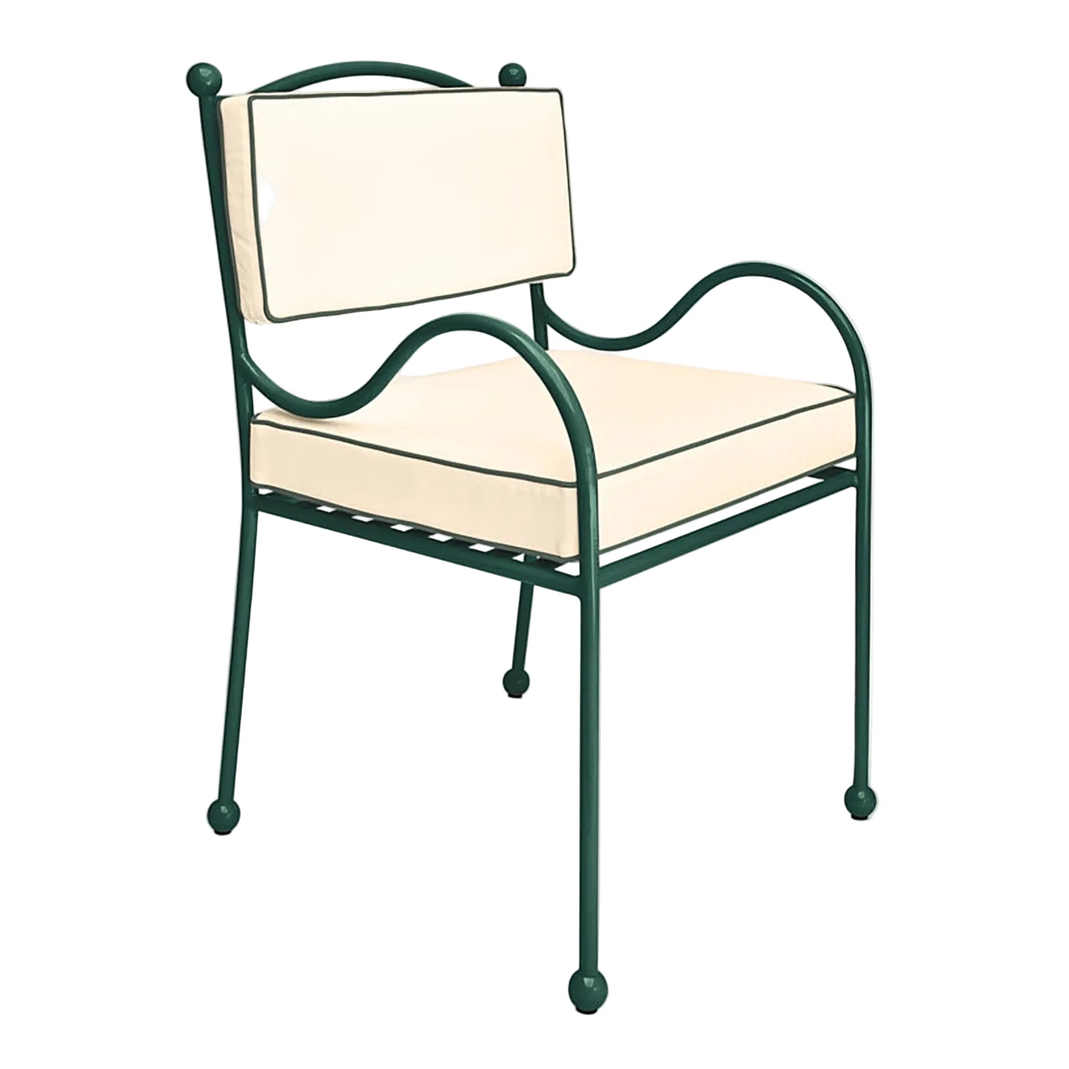 Panarea Armchair in Isola, Cream & Green Upholstery