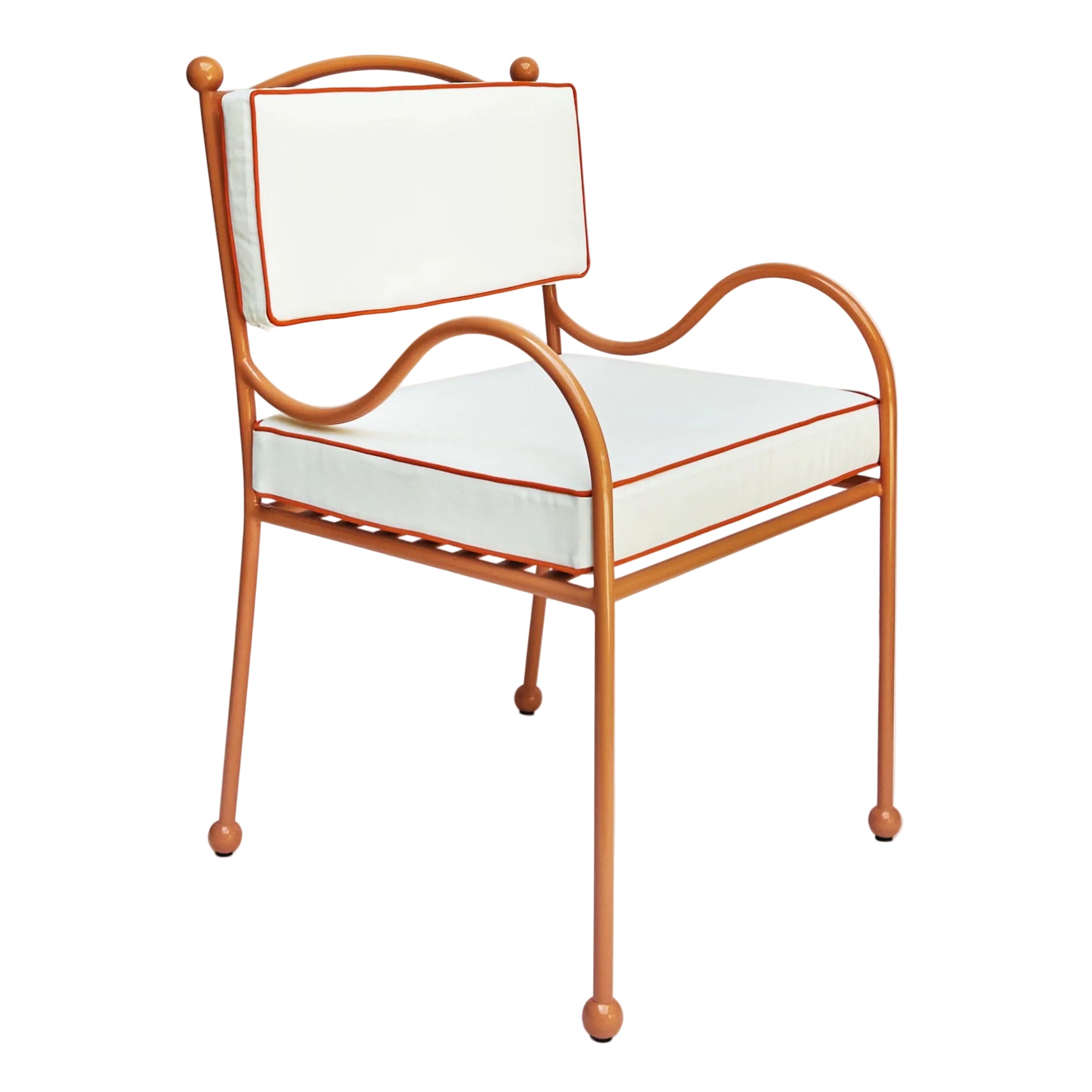 Panarea Armchair in Spritz, White & Orange Striped Upholstery