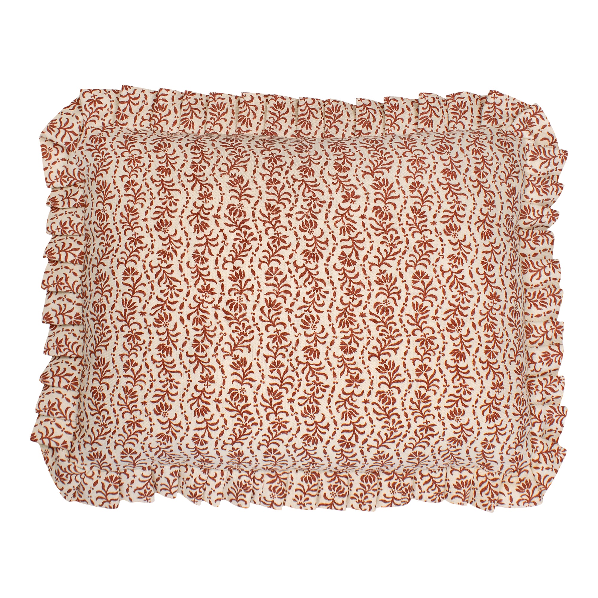 Posy Rust Small Ruffle Cushion