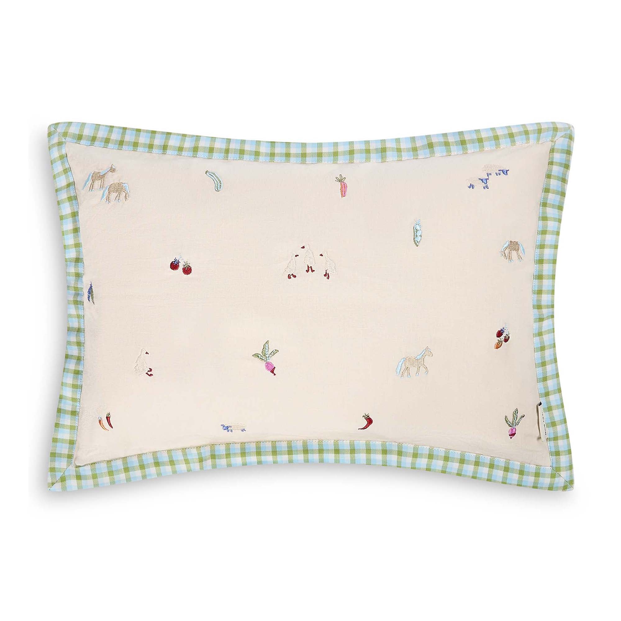 Embroidered Linen Scatter Cushion - Little Farm