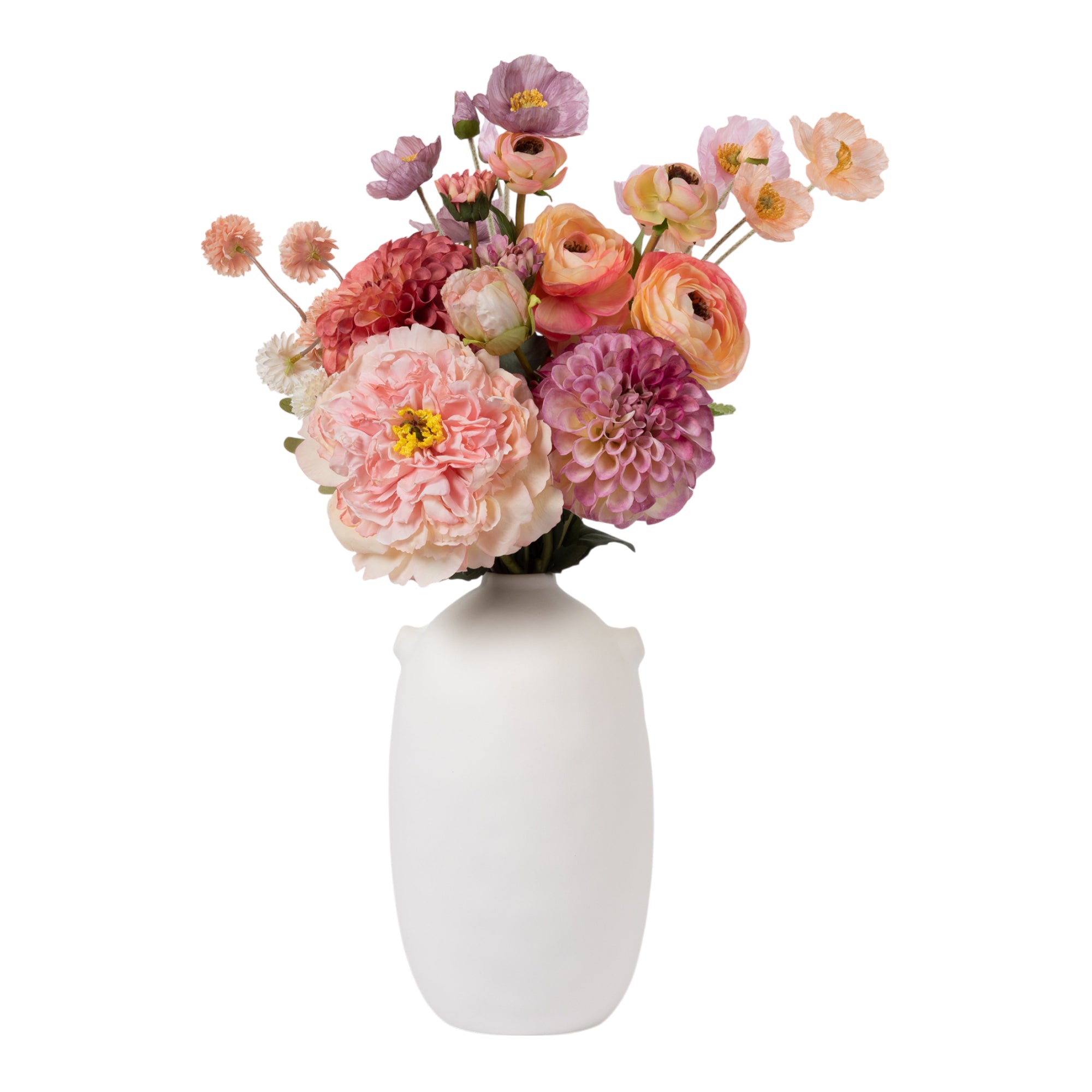 The Peachy | Faux Flower Arrangement | Soft Pinks, Purples & Corals
