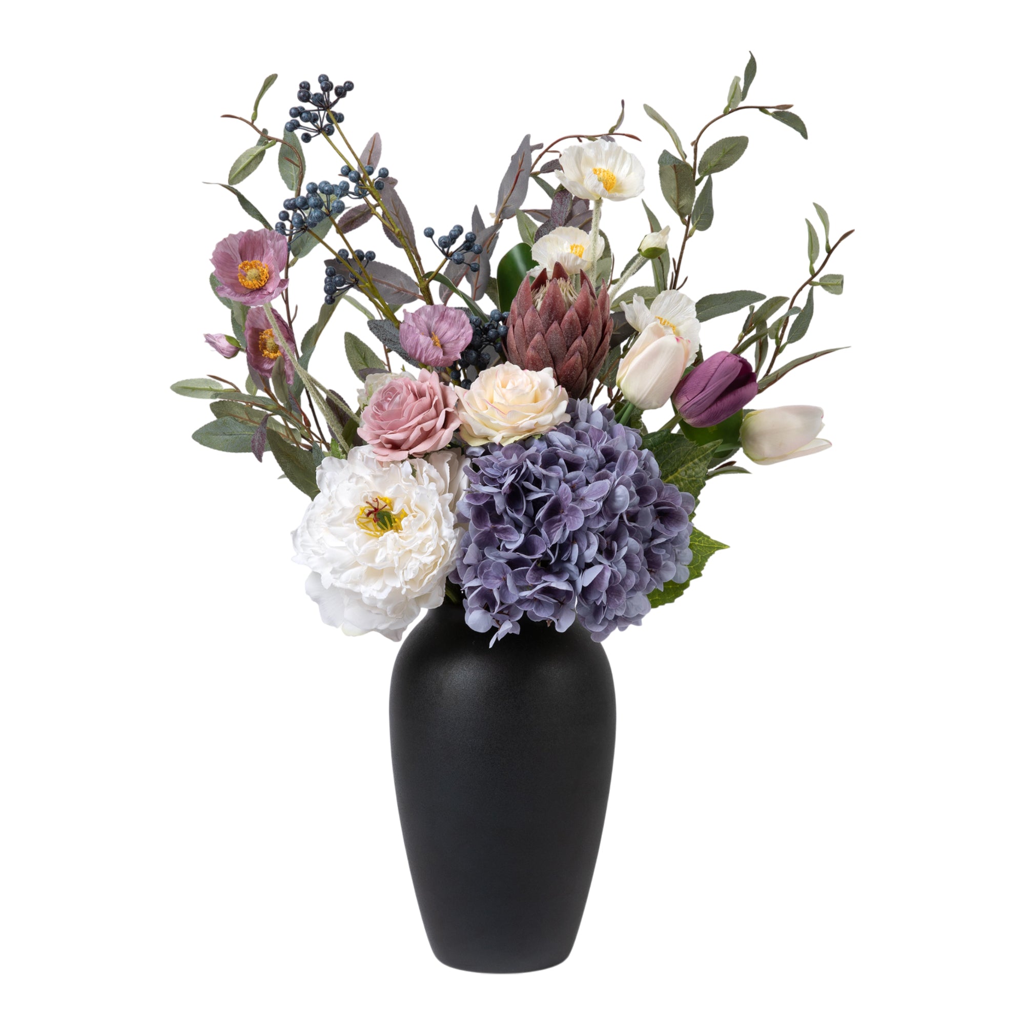 Faux Flower Arrangements - The Belle - Purples, Whites & Greens