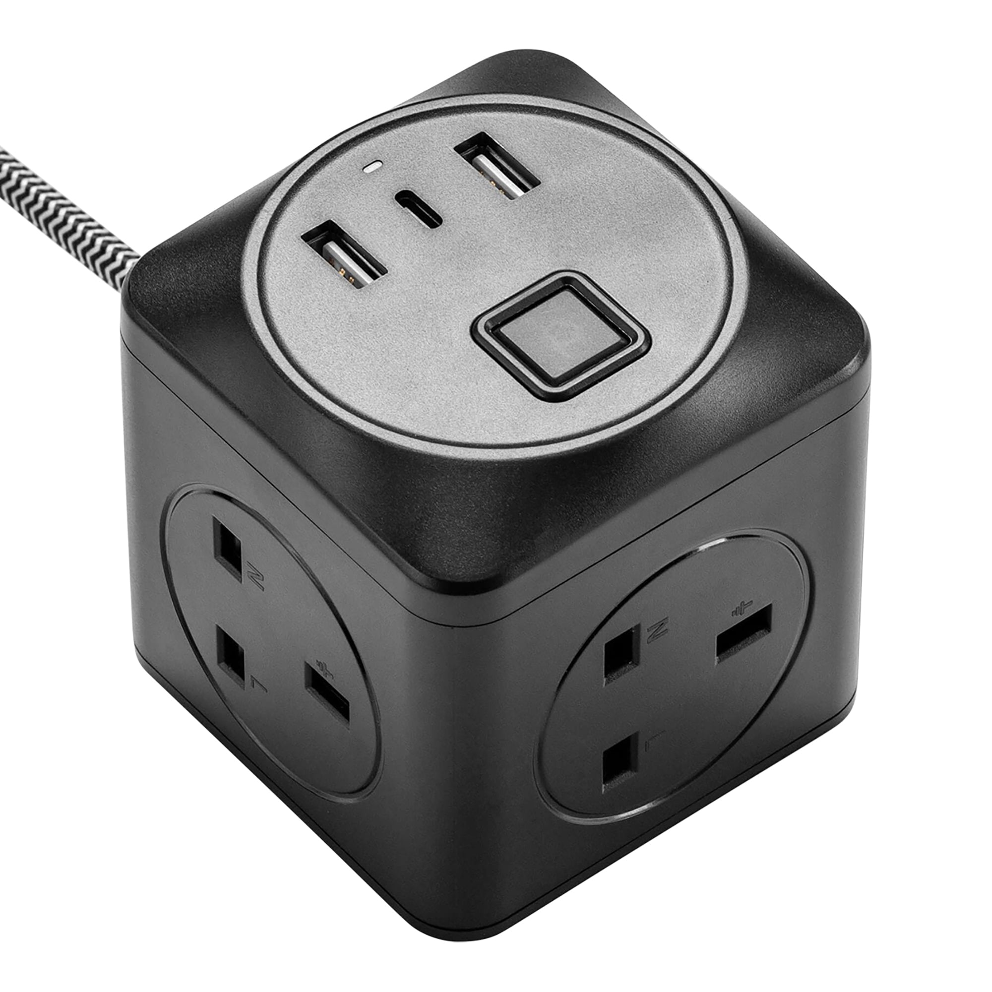 Black fabric cable extension lead