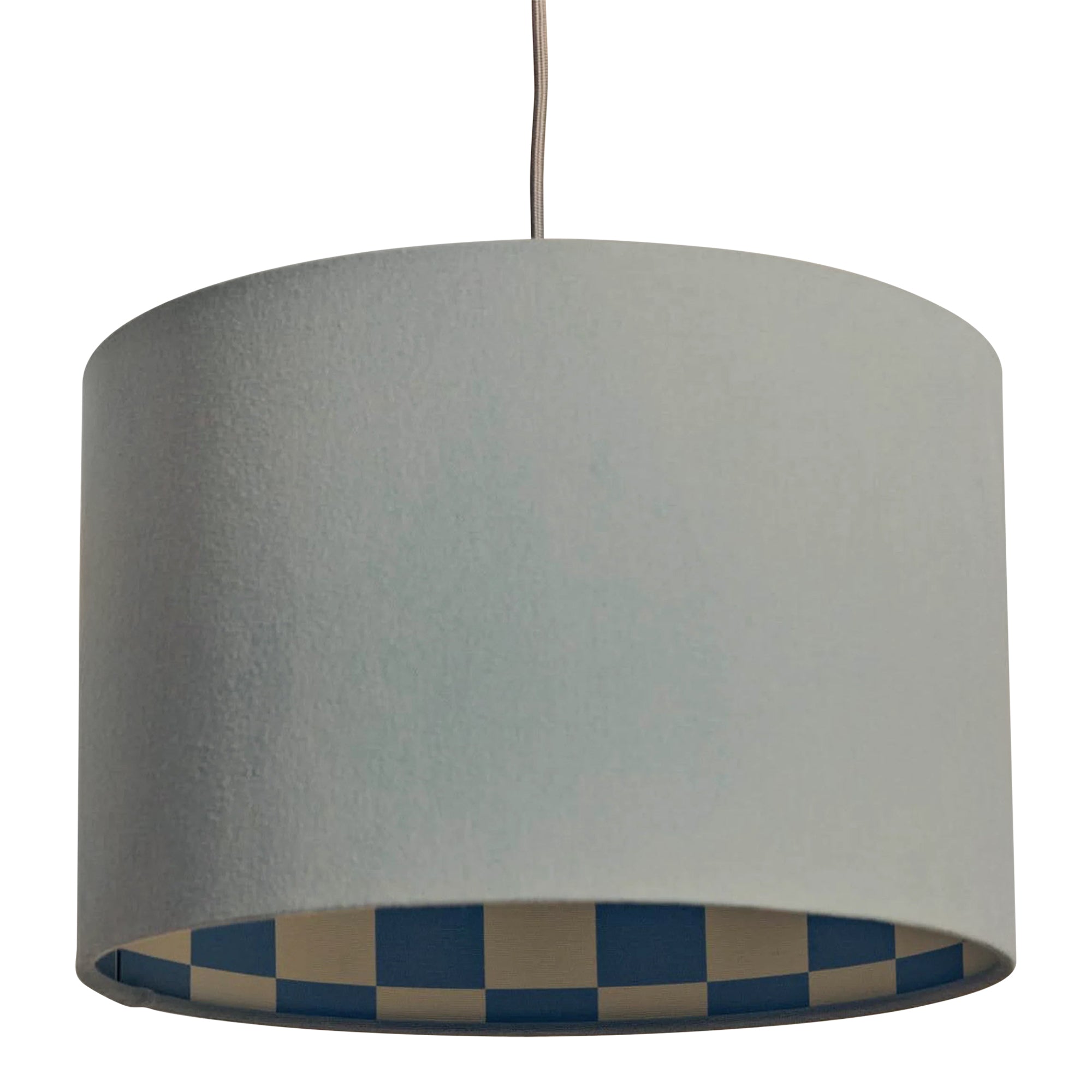 Damson blue checkered drum shade