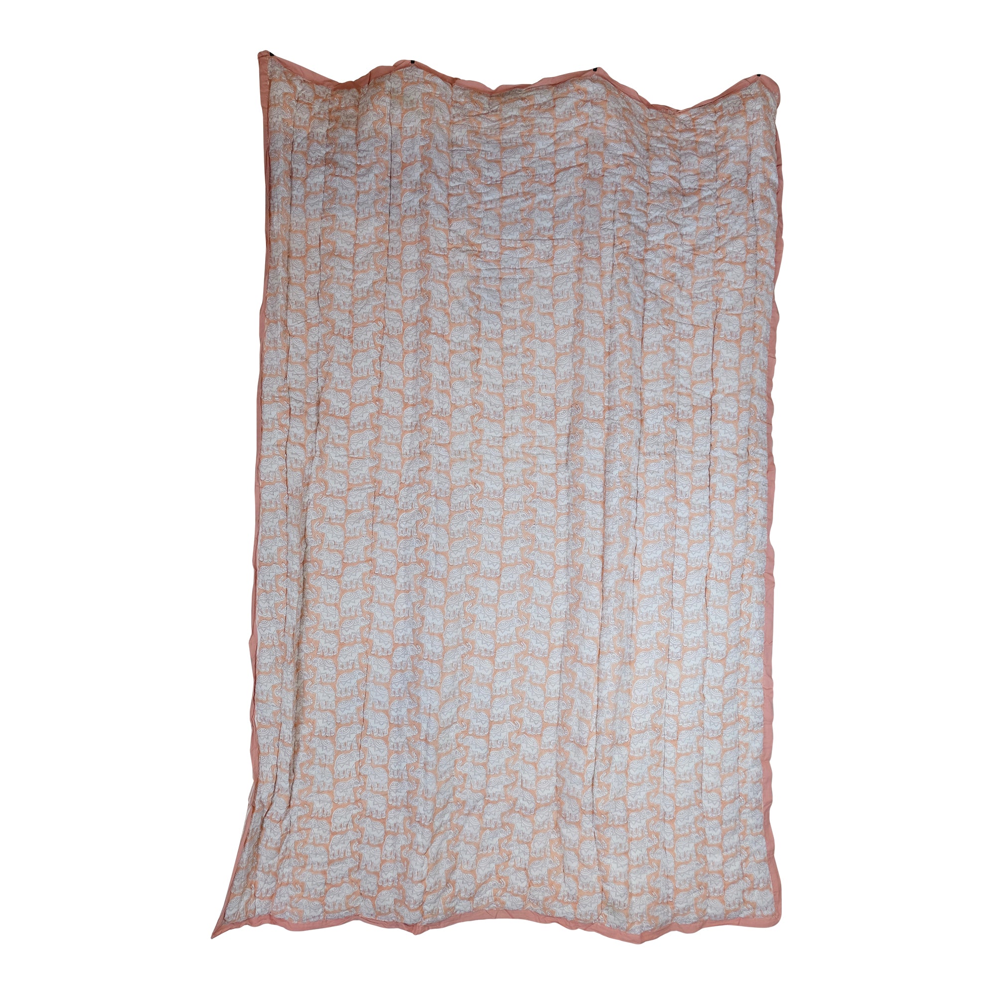 Peach Elephant Toddler / Single Quilt