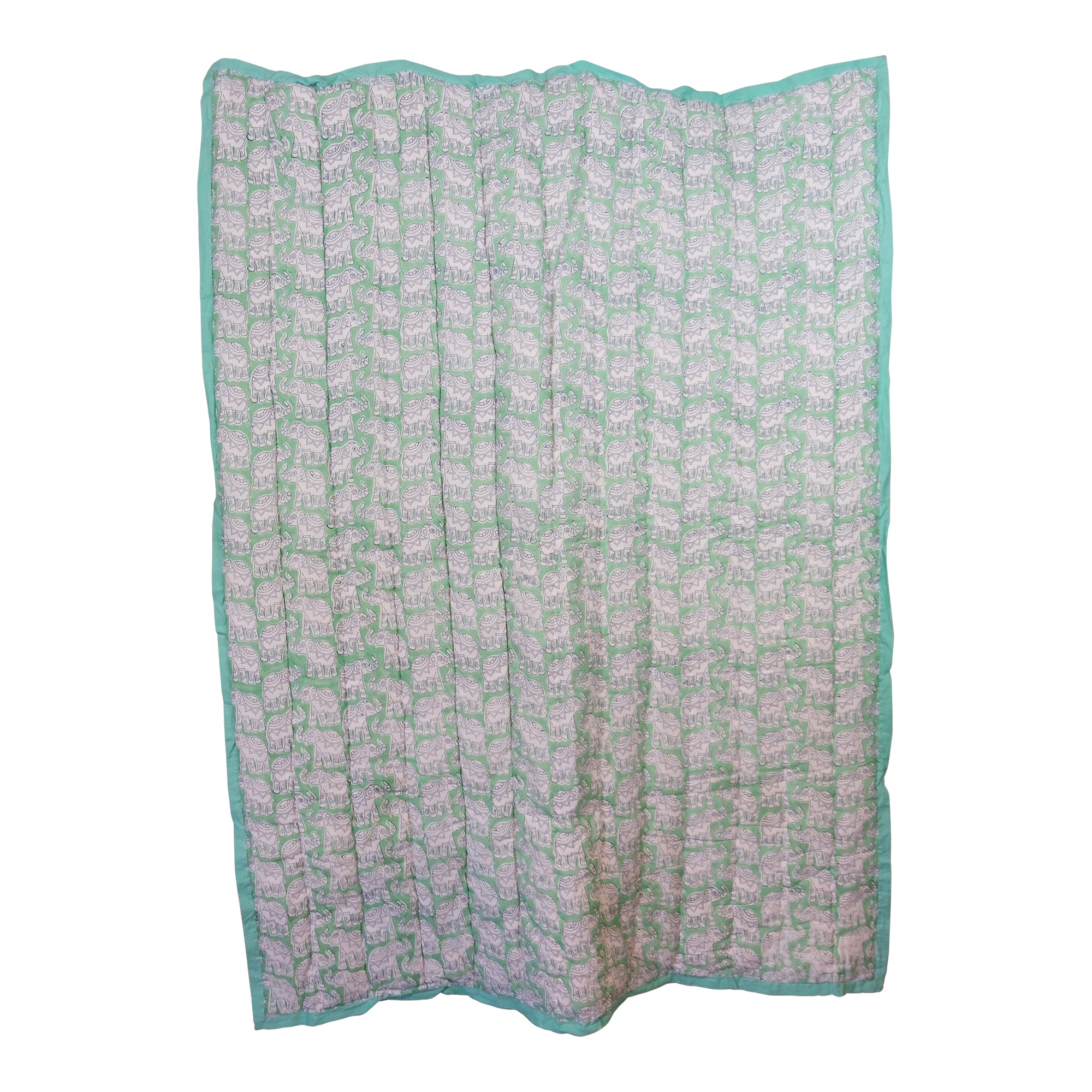 Turquoise Elephant Toddler / Single Quilt