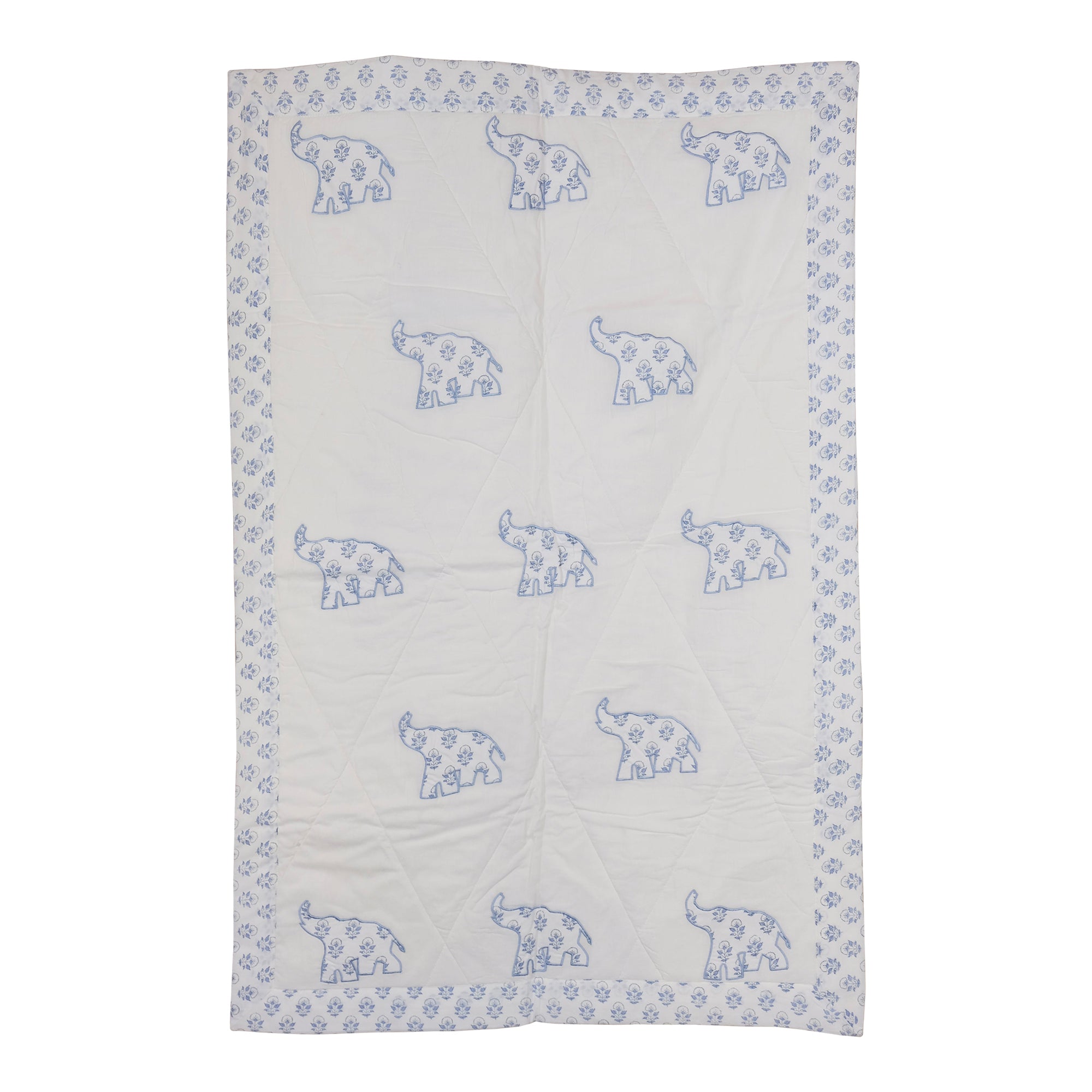 Blue Elephant Cot Quilt