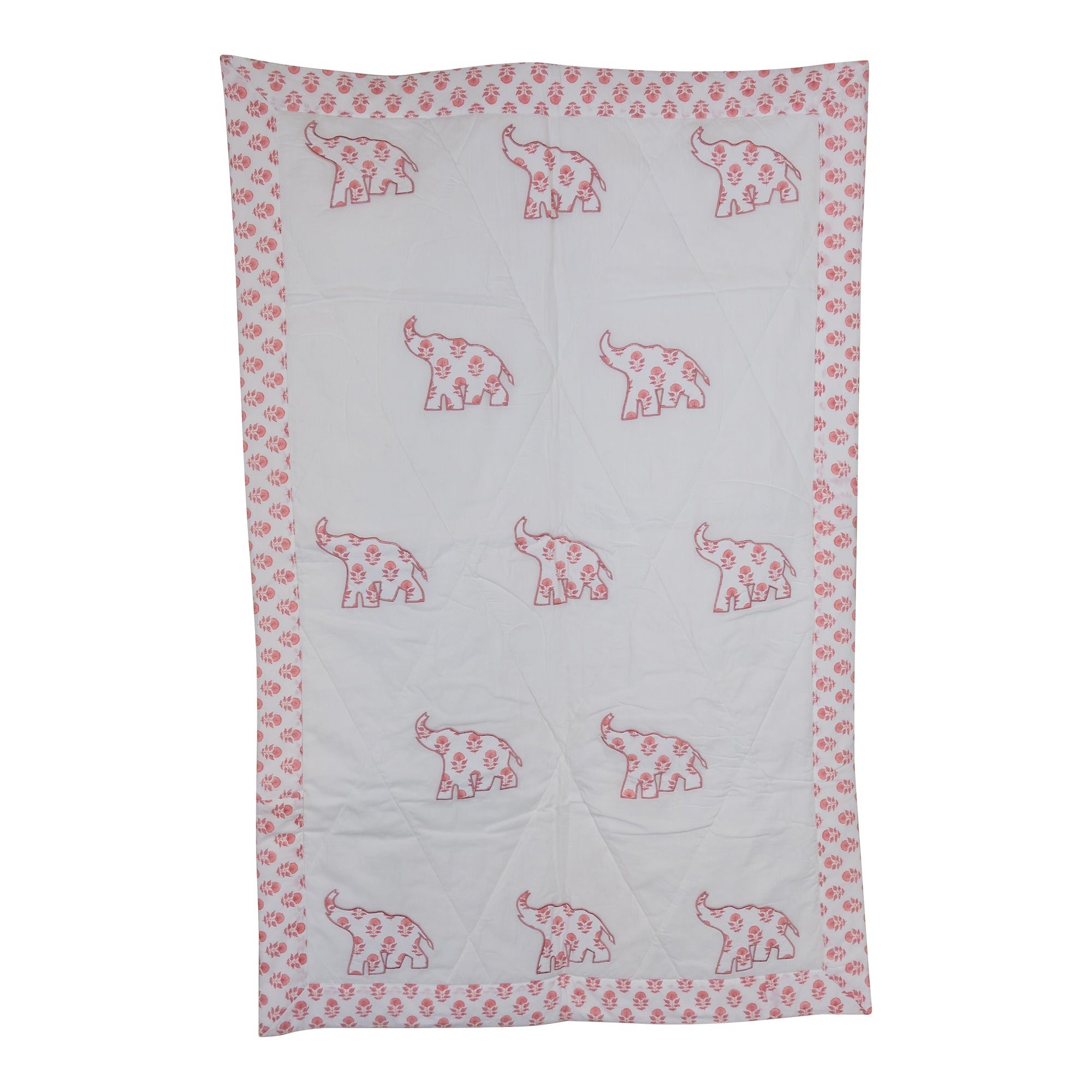Pink Elephant Cot Quilt